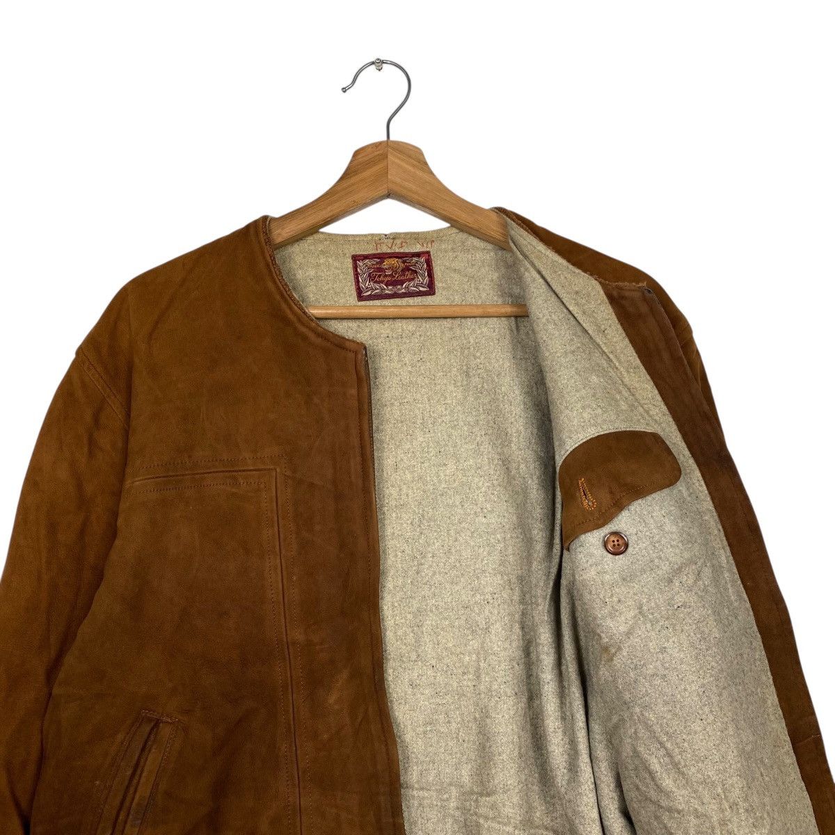 Genuine Leather Vintage leather jacket collarless Size US M / EU 48-50 / 2 - 10 Thumbnail
