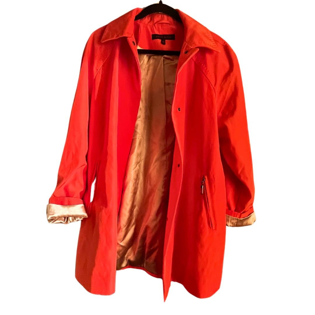 Anne Klein Bright Orange and Gold Trench Coat Size XL / US 12-14 / IT 48-50 - 1 Thumbnail