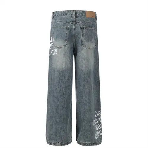 VIBE American street hip-hop trend loose letter print jeans Size US 32 / EU 48 - 4 Thumbnail