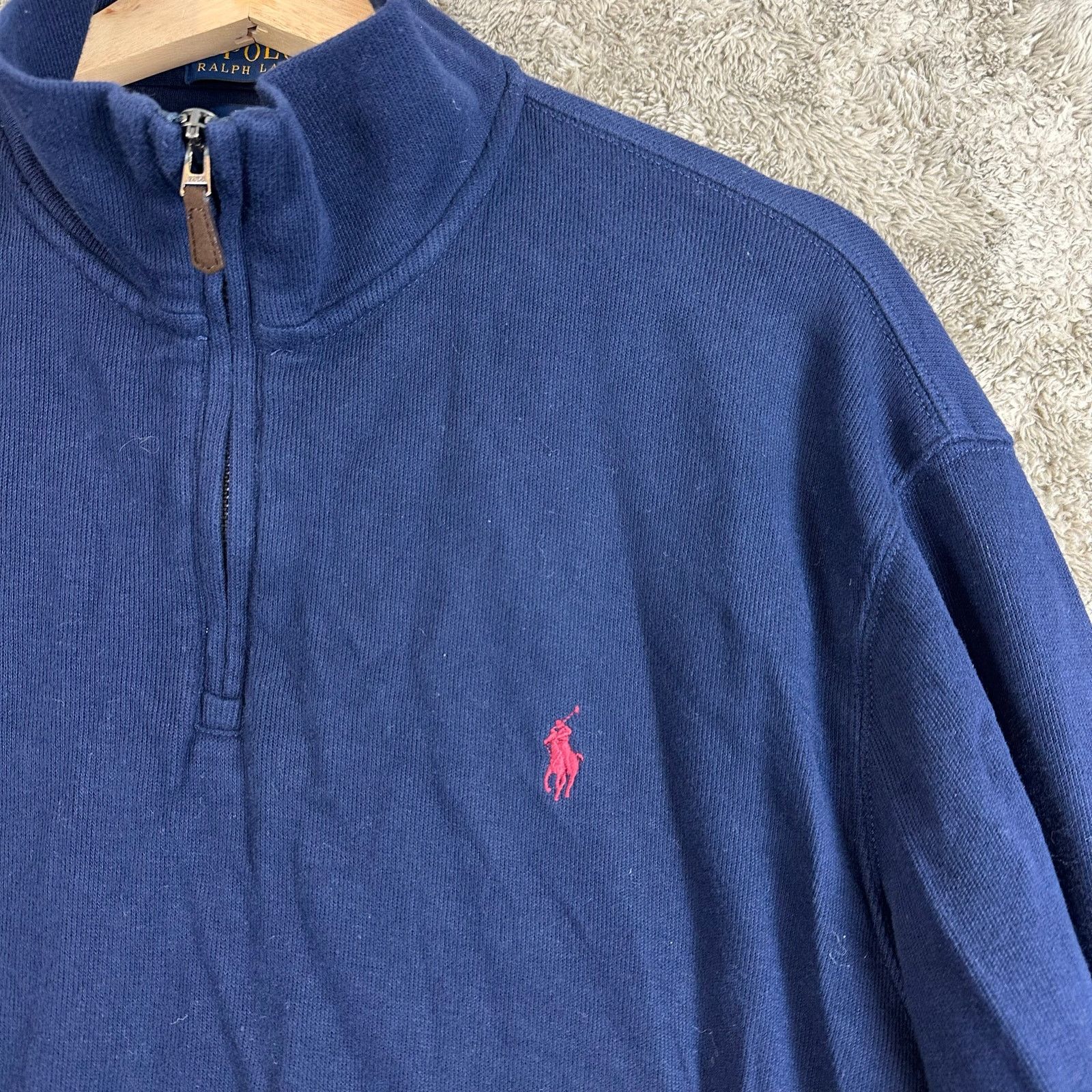 Polo Ralph Lauren Polo Ralph Lauren Estate Rib 1/4 Zip Pullover Blue Red Horse Size US XL / EU 56 / 4 - 4 Thumbnail