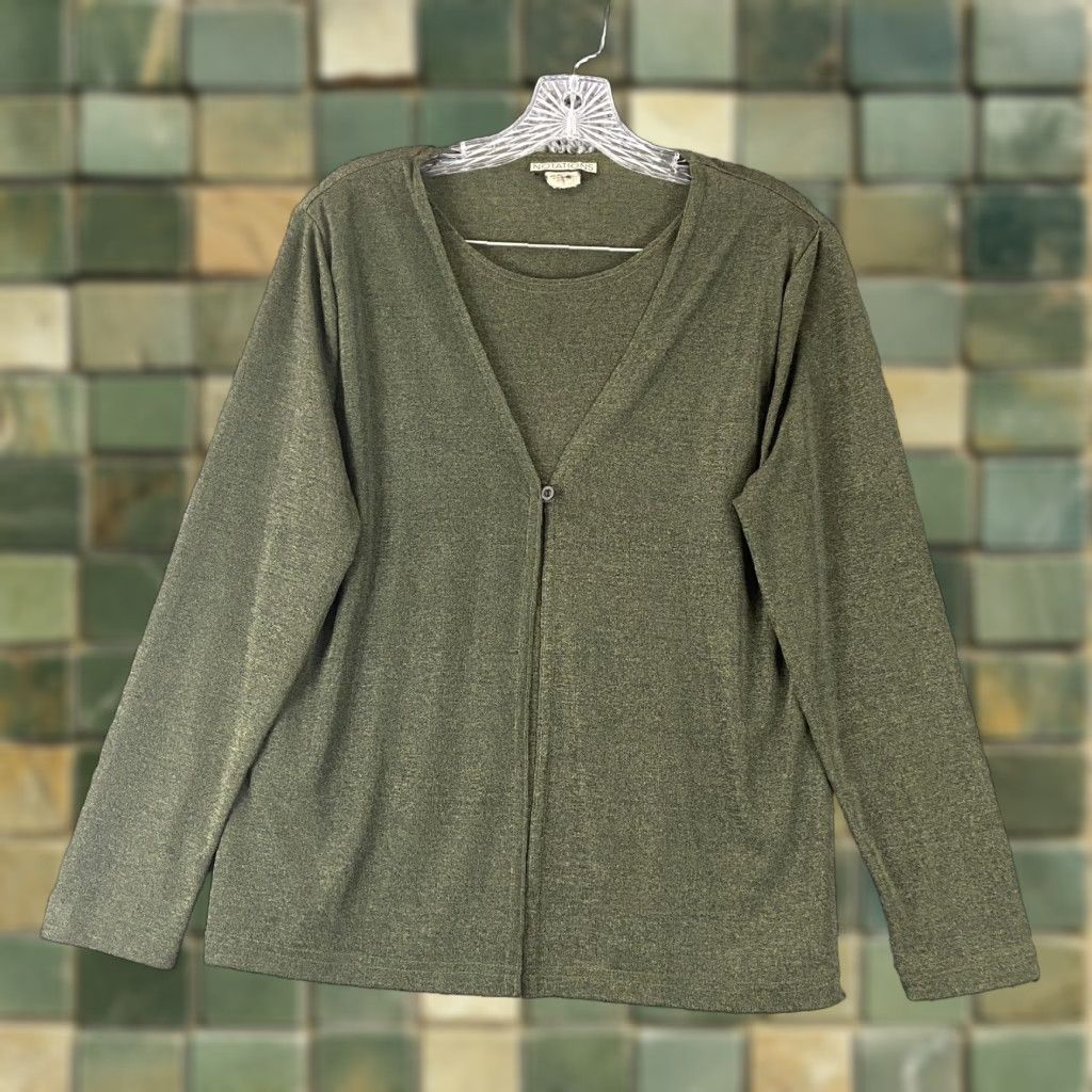 Vintage VINTAGE? Notations Blouse Women L Green Long Sleeve Made In USA Size L / US 10 / IT 46 - 1 Thumbnail