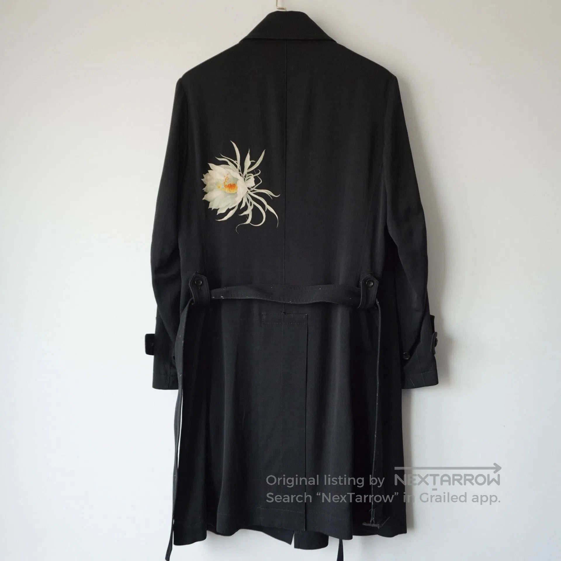 Yohji Yamamoto Yohji Yamamoto Black Coat with Floral Design. Size S / US 4 / IT 40 - 2 Thumbnail