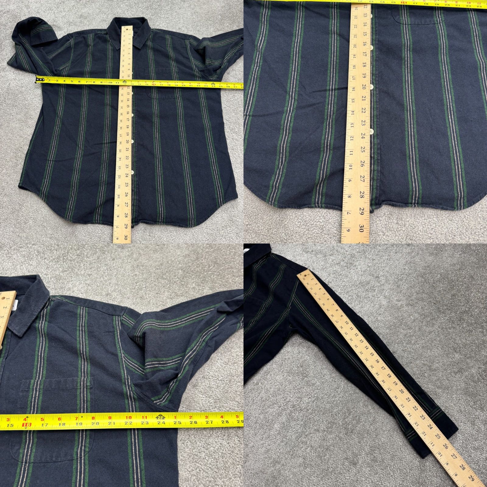 Zara VINTAGE? No. Zara Button-Up Shirt Mens XL Striped Flannel Cotton Blue Green Casual Long Sleeve Fall Spring Winter 50 in Chest Regular Mens Size US XL / EU 56 / 4 - 8 Thumbnail