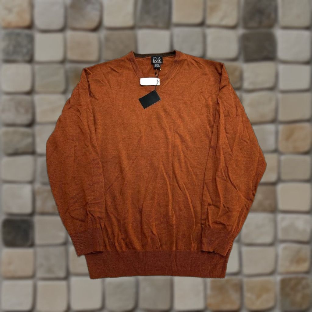 Jos. A. Bank Jos A Bank Traveler Sweater Mens 2XT Brown Merino Wool V Neck Tailored Fit New Size US XXL / EU 58 / 5 - 1 Thumbnail