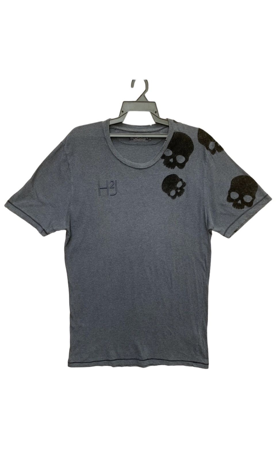 image of Beauty Beast x Hydrogen 1 Hydrogen Velvet Skulls Print Long Sleeve Shirt in Grey, Men's (Size Large