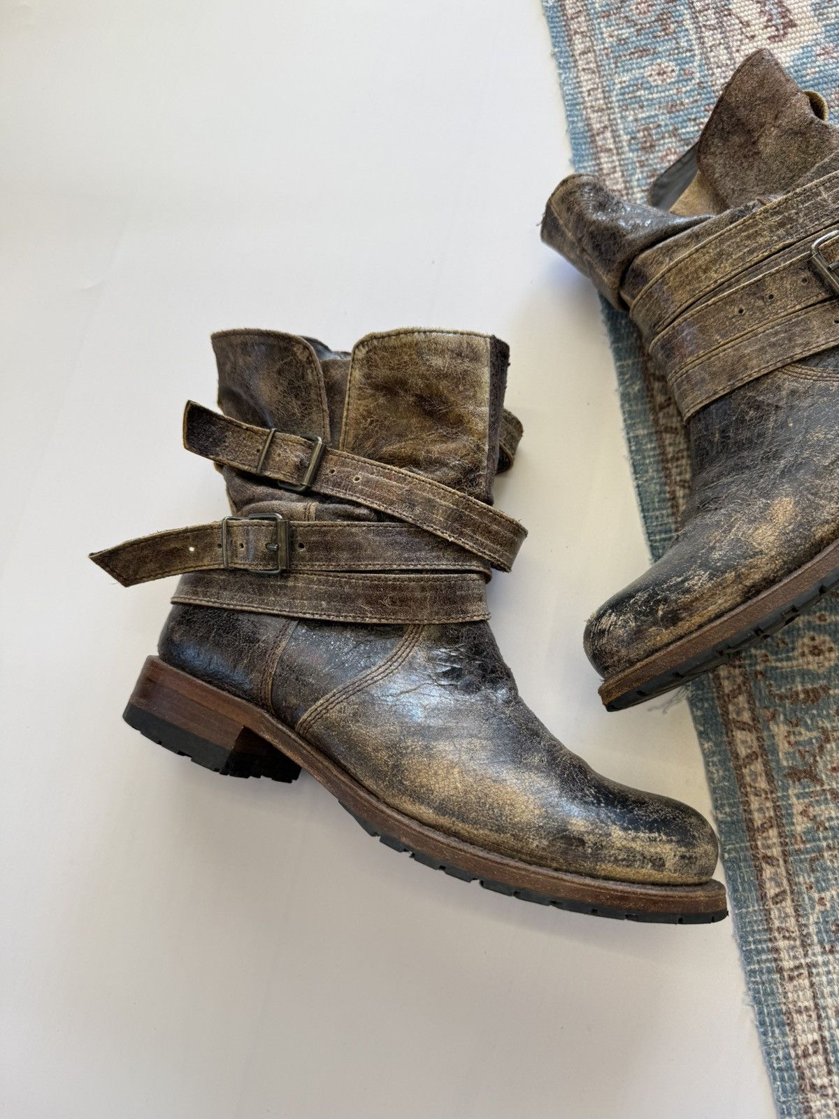 Sendra Sendra Distressed Leather Biker Boots Size 38 Size US 8 / IT 38 - 2 Thumbnail