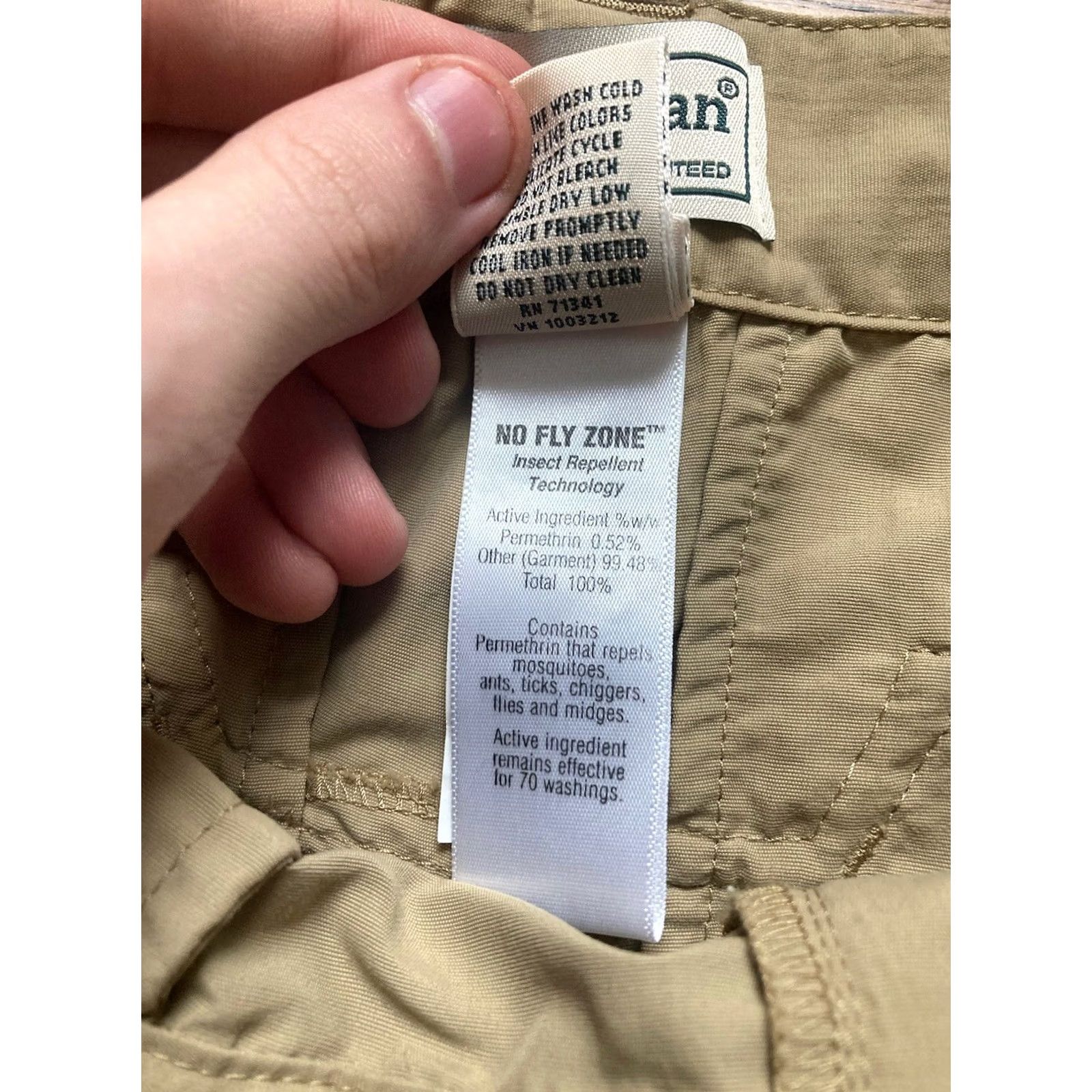 Vintage L.L. Bean Mens Large Beige Convertible Lightweight Hiking Pants Belted Zip Off Khakis Travel Workwear Casual Size US 33 - 7 Thumbnail