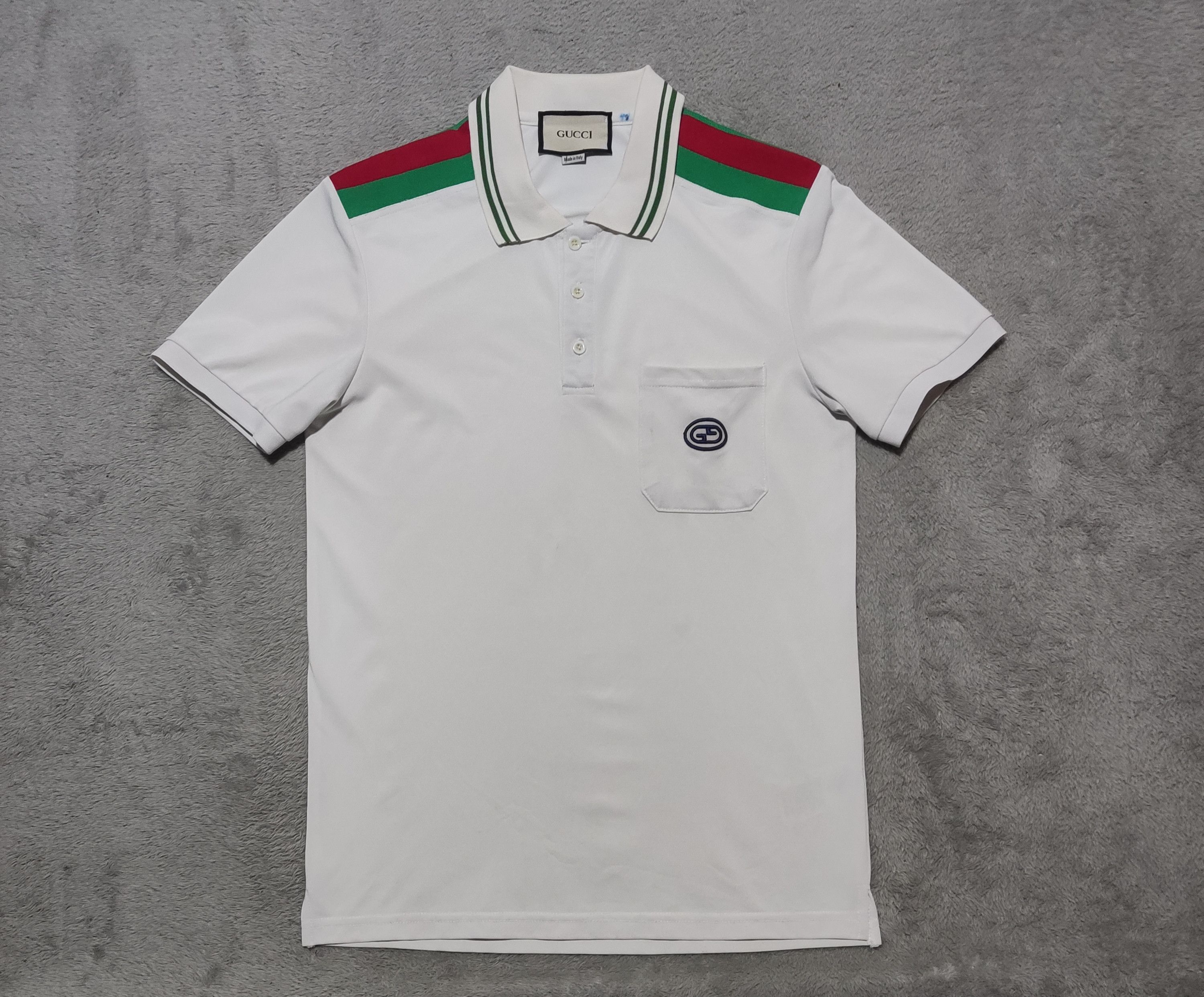 GUCCI Retro Embroidered Patch Men's Polo Shirt Short Sleeve