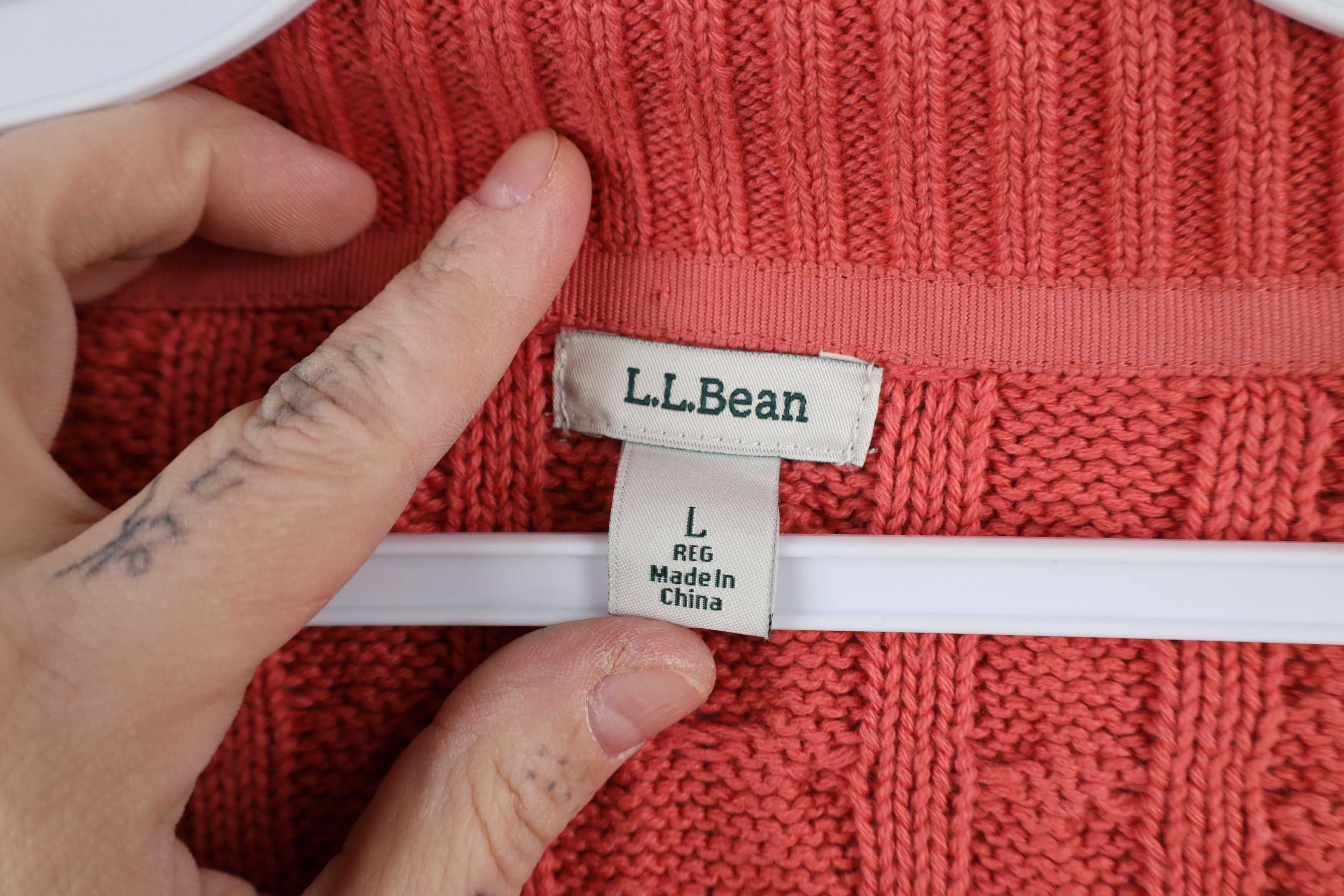 L.L. Bean × Vintage Vintage LL Bean Chunky Cable Knit Full Zip Sweater Salmon Size L / US 10 / IT 46 - 6 Thumbnail