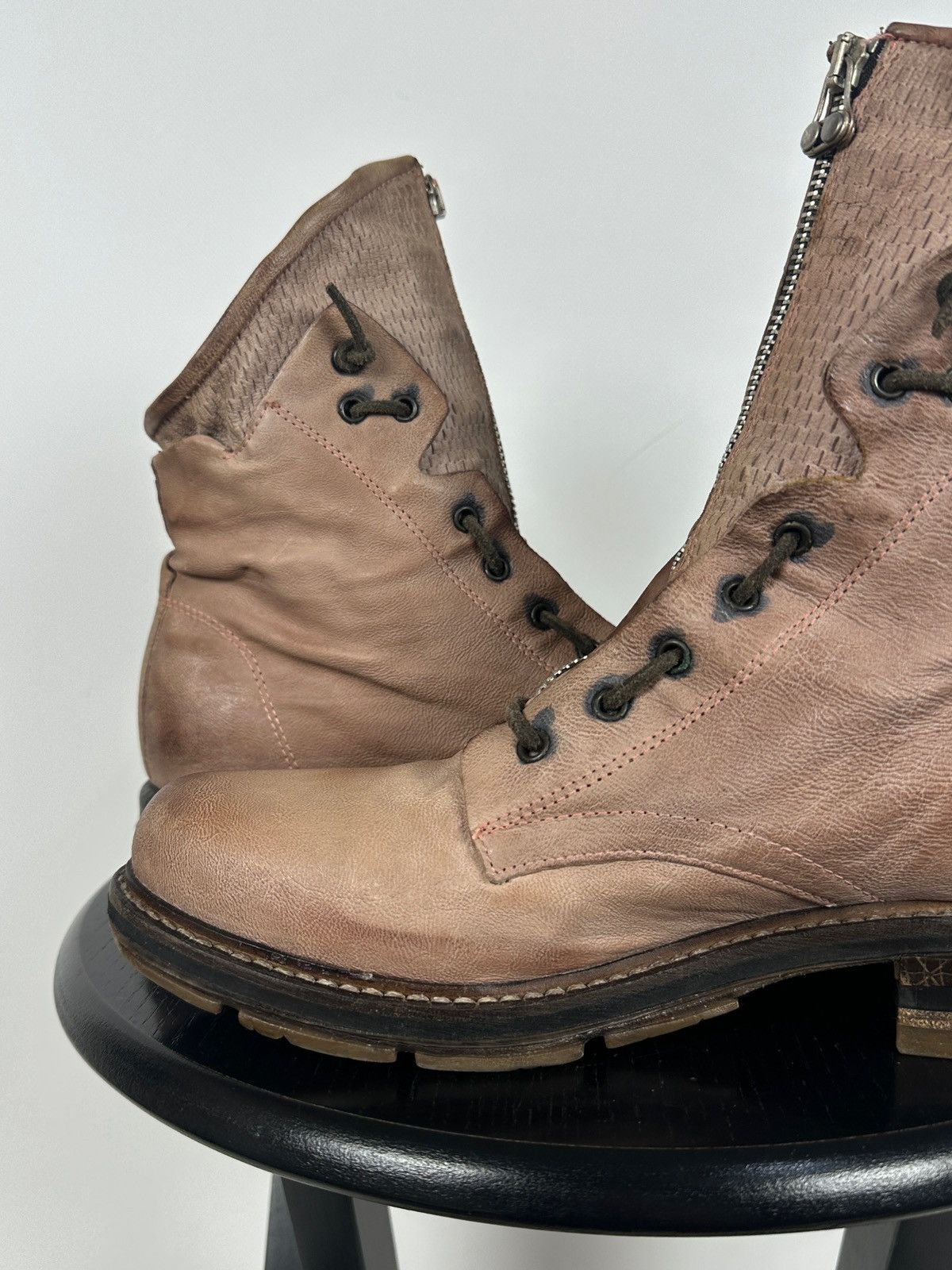 A.S.98 A.S.98. Airstep Leather Front Zip Biker Combat Ankle Boots Size US 10 / IT 40 - 21 Thumbnail