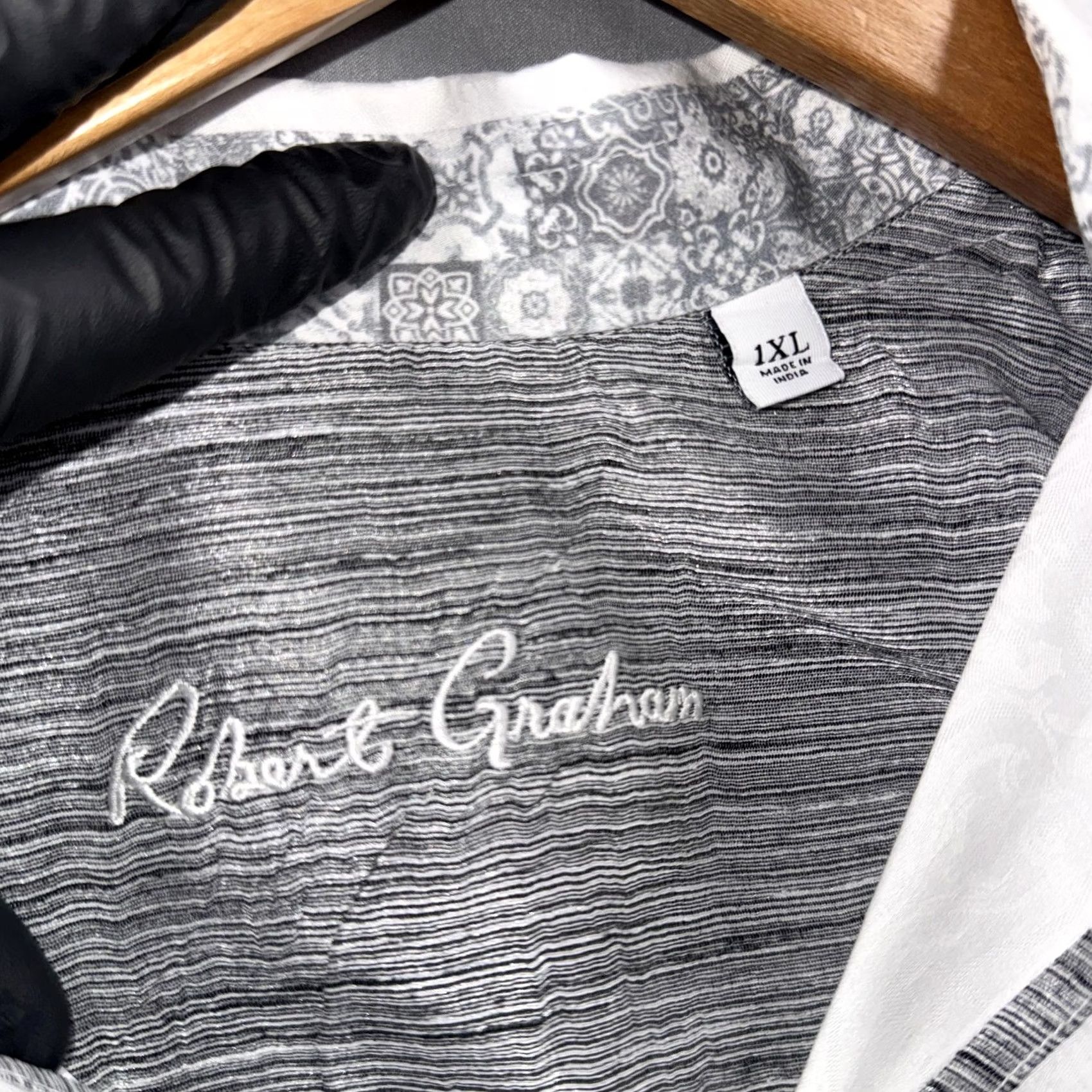 Robert Graham Robert Graham Mens Big 1X White Paisley Long Sleeve Button Front Casual Shirt Size US XL / EU 56 / 4 - 4 Thumbnail