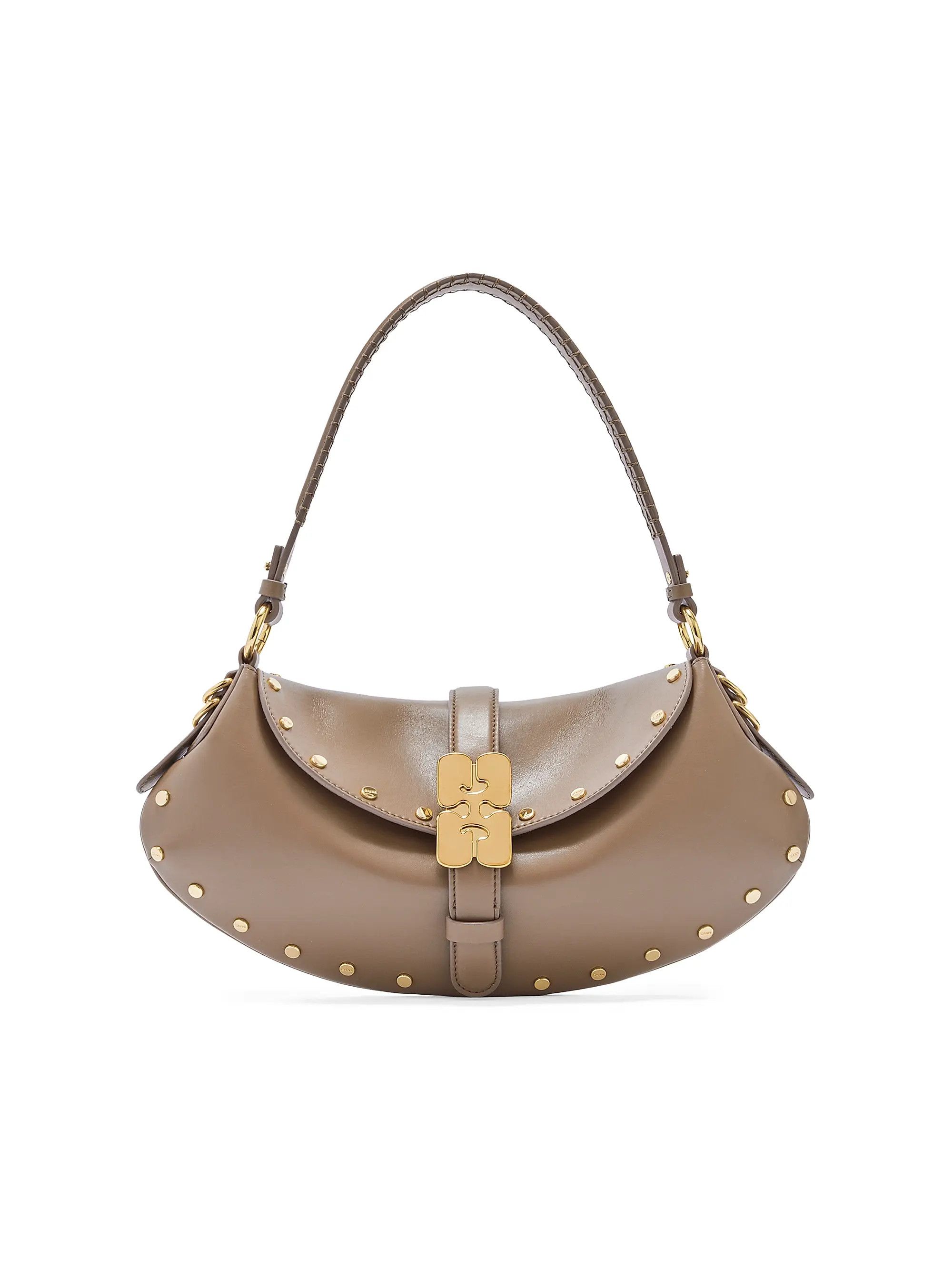 Ganni os11x0526 Size: OS / Kat Studded Shoulder Bag in Brown Size ONE SIZE - 1 Preview