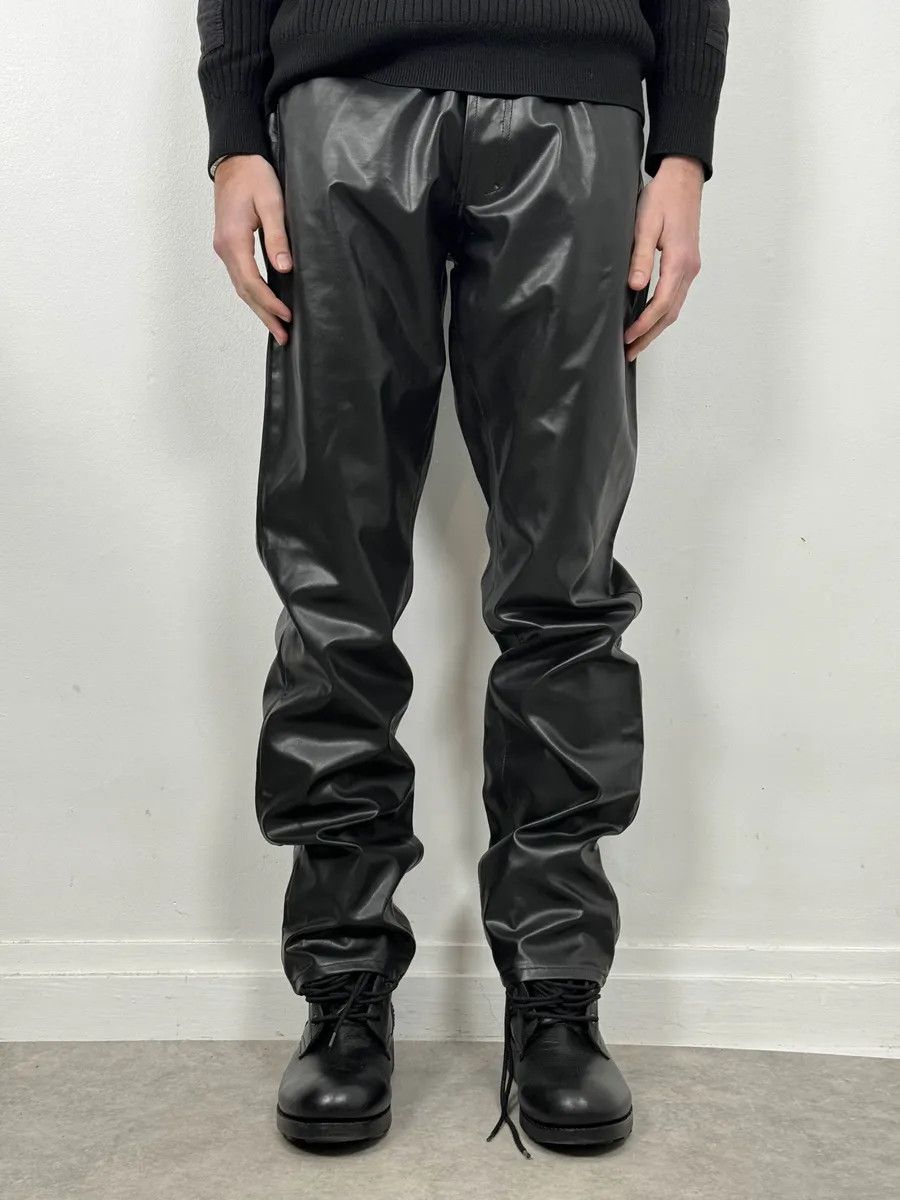 Versace 2000s Versace Black Cozy Faux Leather Pants Size US 32 / EU 48 - 1 Thumbnail