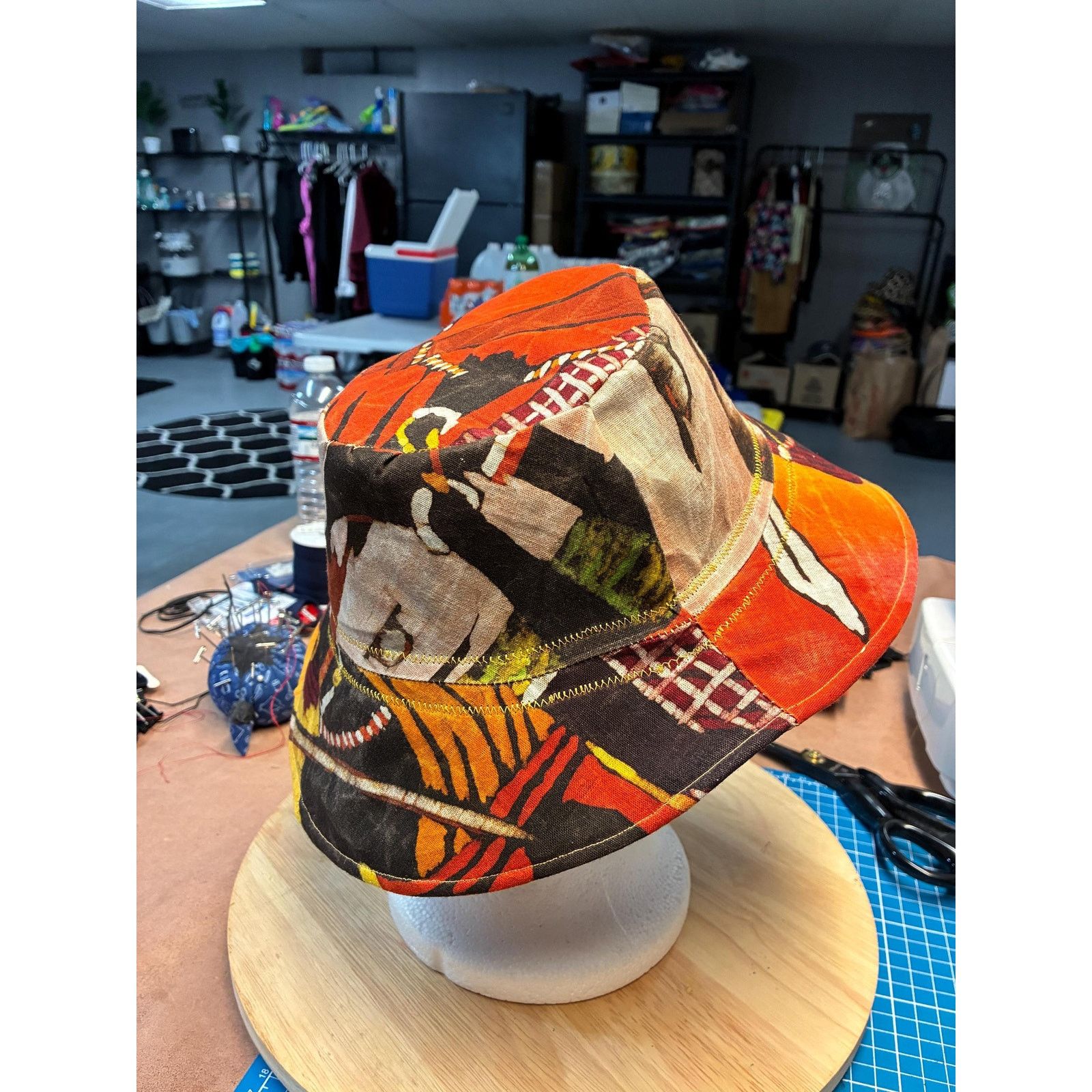Other Handmade Waxed Cotton Bucket Hat Medium | Upcycled Painted Size ONE SIZE - 6 Thumbnail