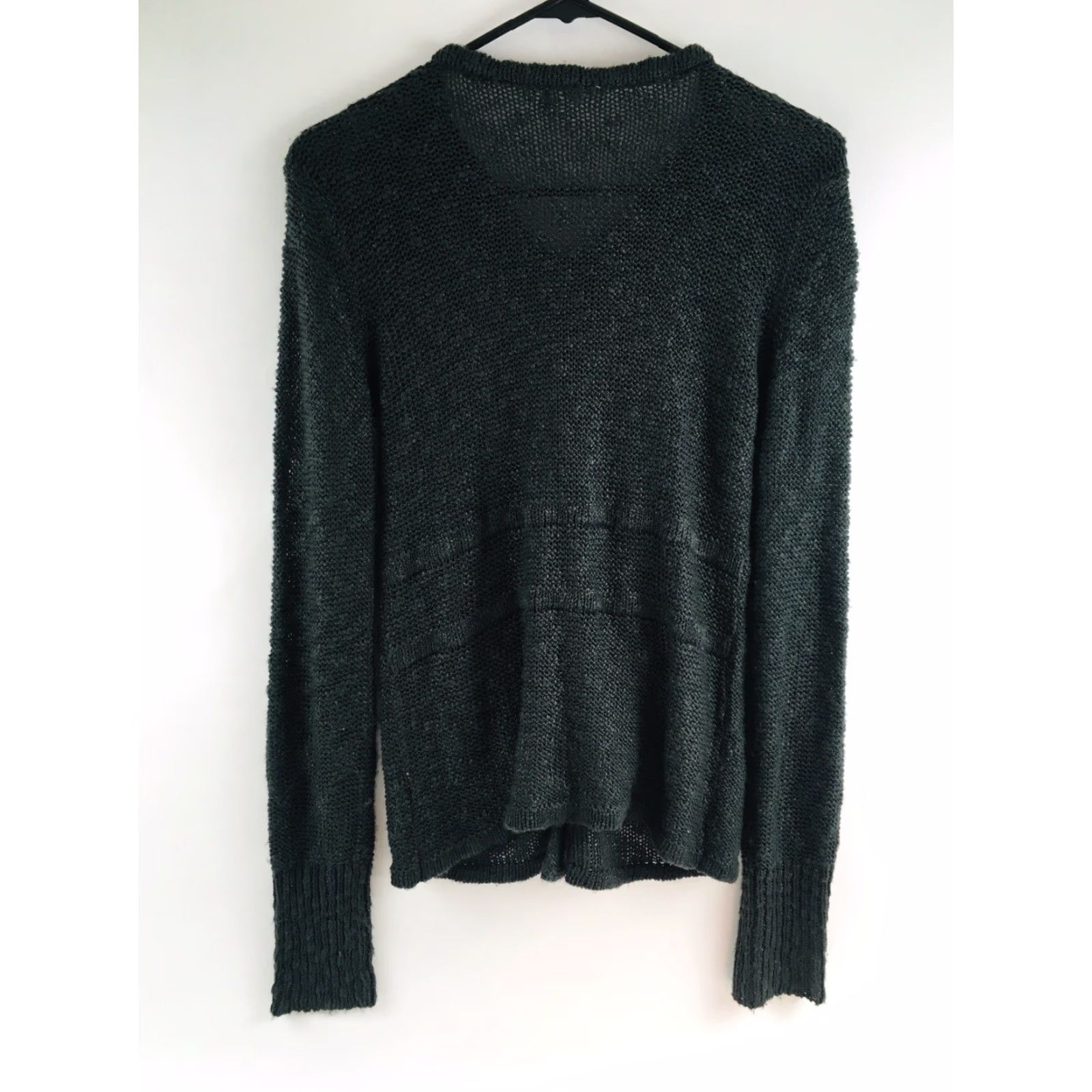 Vintage Mystree Sweater Cardigan Women M Gray Beaded Zip Up Ribbed Cuff Boho Knit Long Sleeve Full Zip Womens Size M / US 6-8 / IT 42-44 - 2 Thumbnail