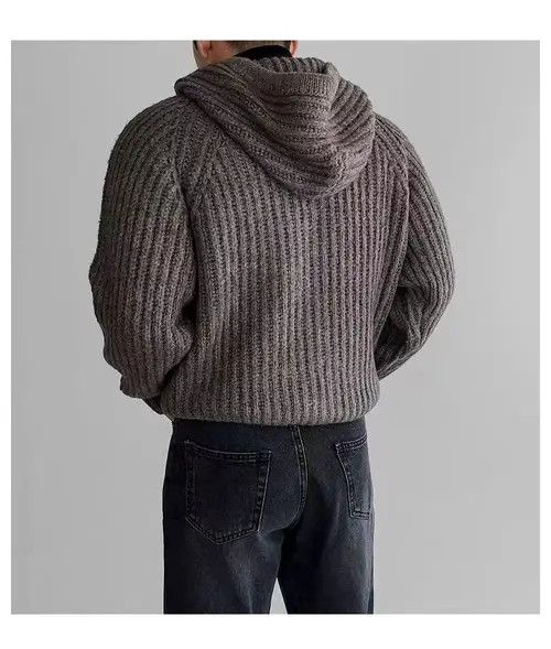 Japanese Brand Vintage Knit Thick Sweater Brown L Hooded Jacket Coat Size US L / EU 52-54 / 3 - 5 Thumbnail