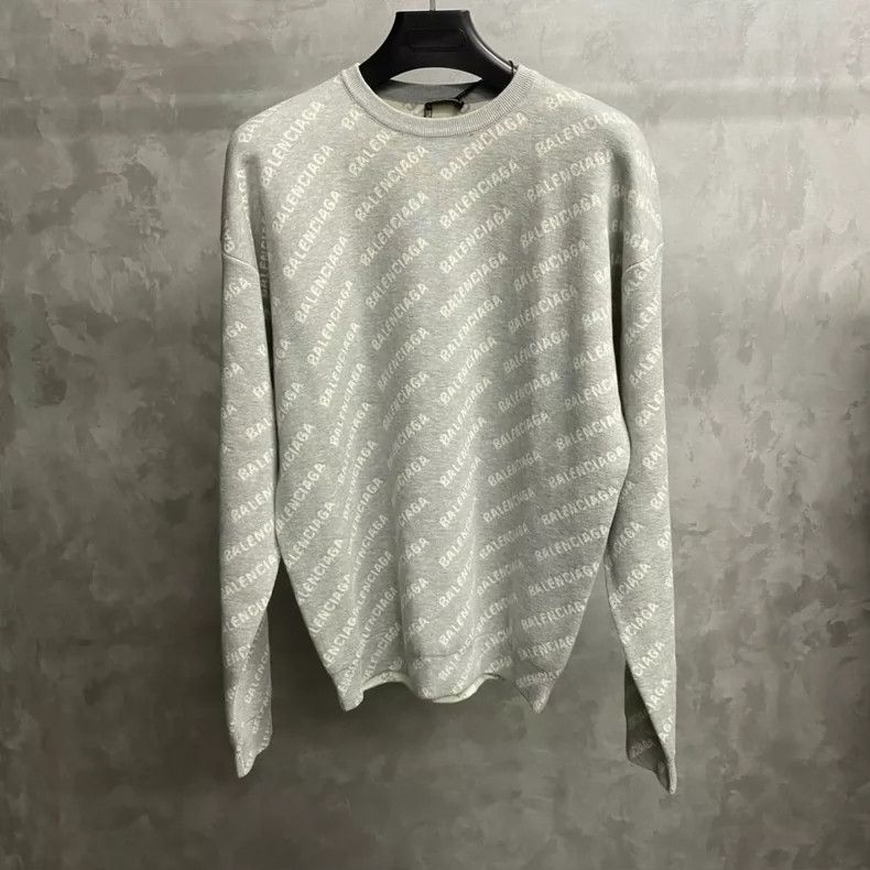 Balenciaga Balenciaga Grey knitted sweater with full printed logo Size US XS / EU 42 / 0 - 1 Thumbnail