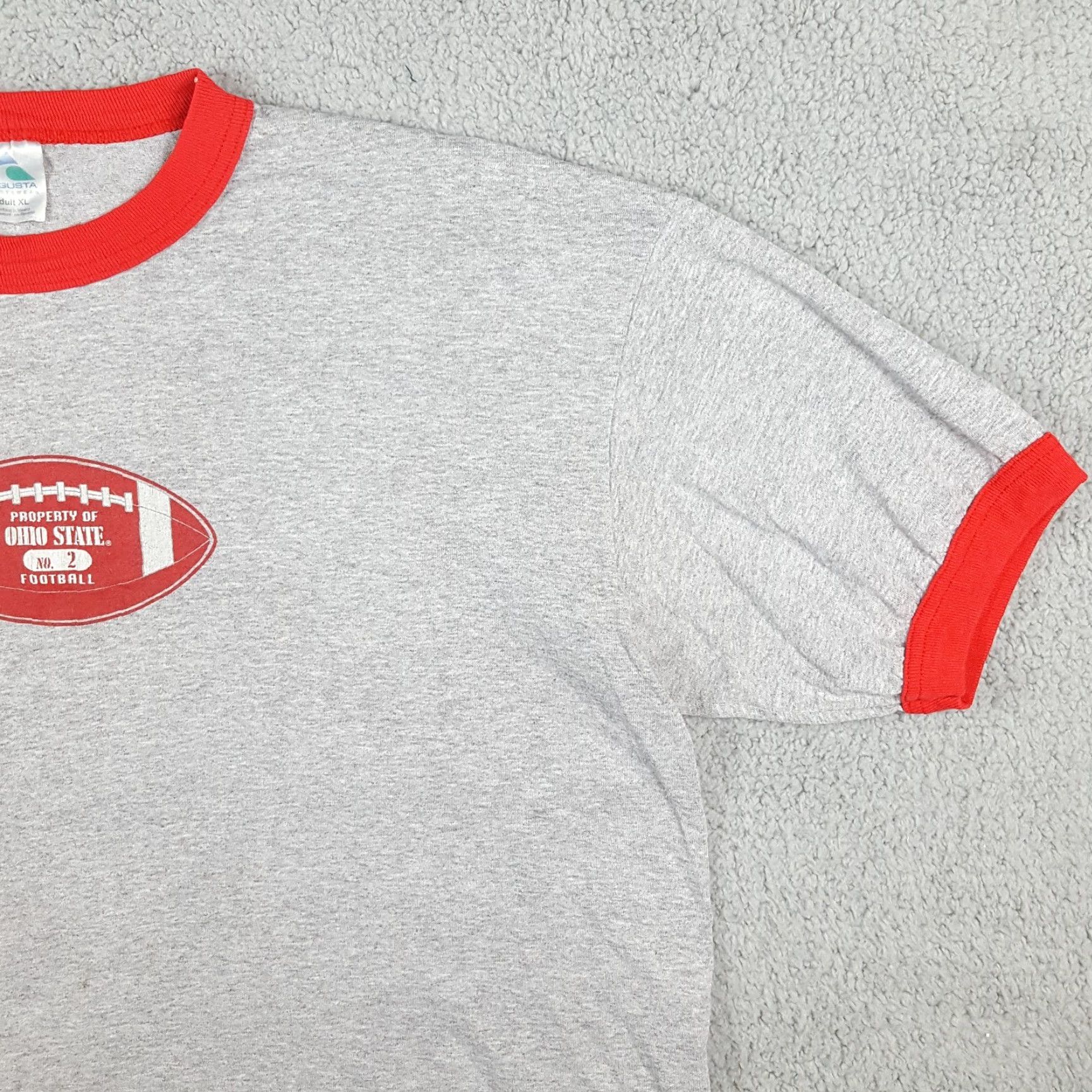 Vintage VINTAGE Augusta Ohio State Buckeyes Football Ringer T-Shirt Men's XL Gray Retro 90s College Sports Size US XL / EU 56 / 4 - 5 Thumbnail