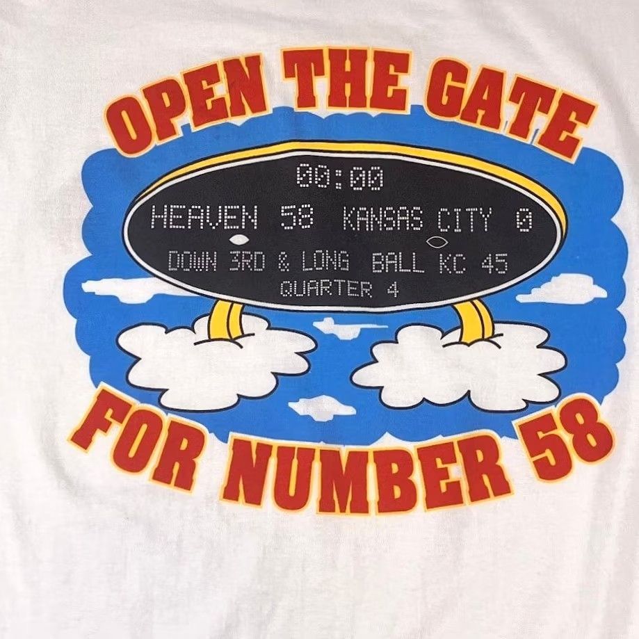 NFL VINTAGE NFL KC Chiefs Derrick Thomas Memorial Heaven Tribute T-Shirt XL White Crew Neck Short Sleeve Men 58 Heaven 58 Football Memorial 58 Size US XL / EU 56 / 4 - 5 Thumbnail