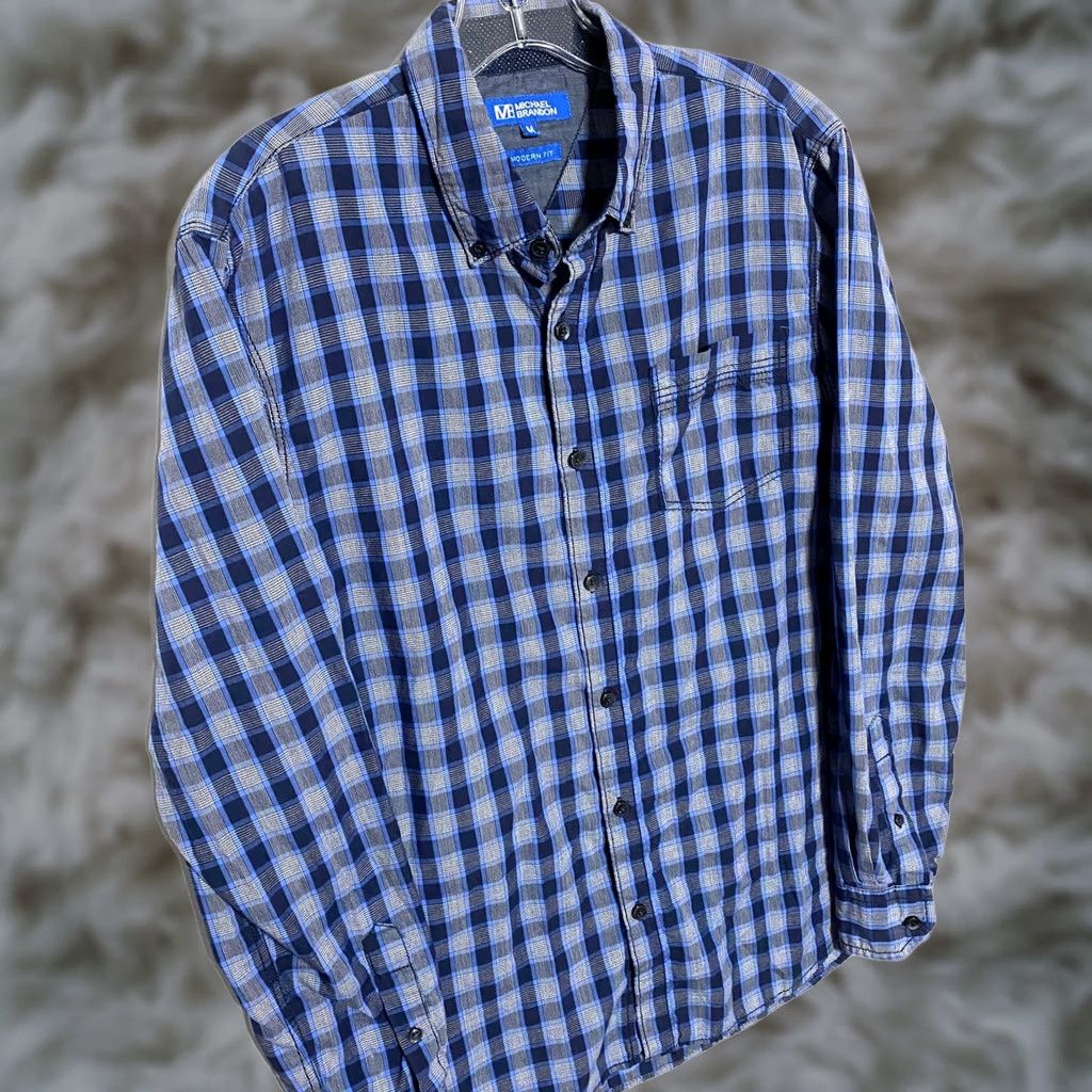 Vintage Michael Brandon Modern Fit Plaid Button Front Shirt Men M Business Casual Office Shirt Size US M / EU 48-50 / 2 - 1 Thumbnail