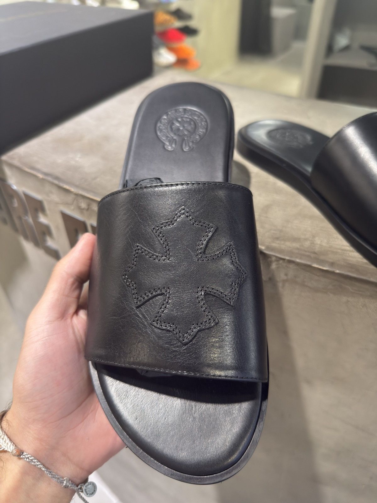 Chrome Hearts Chrome Hearts Leather Slides Black Size US 9 / EU 42 - 8 Thumbnail