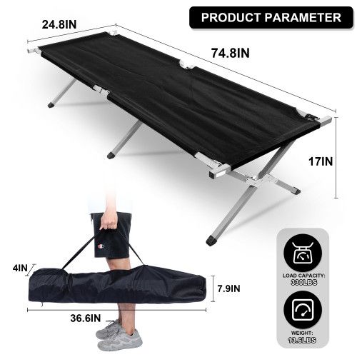 Designer × Homemade YSSOA Folding Camping Cot with Storage Bag for Adults, Porta Size US L / EU 52-54 / 3 - 6 Thumbnail