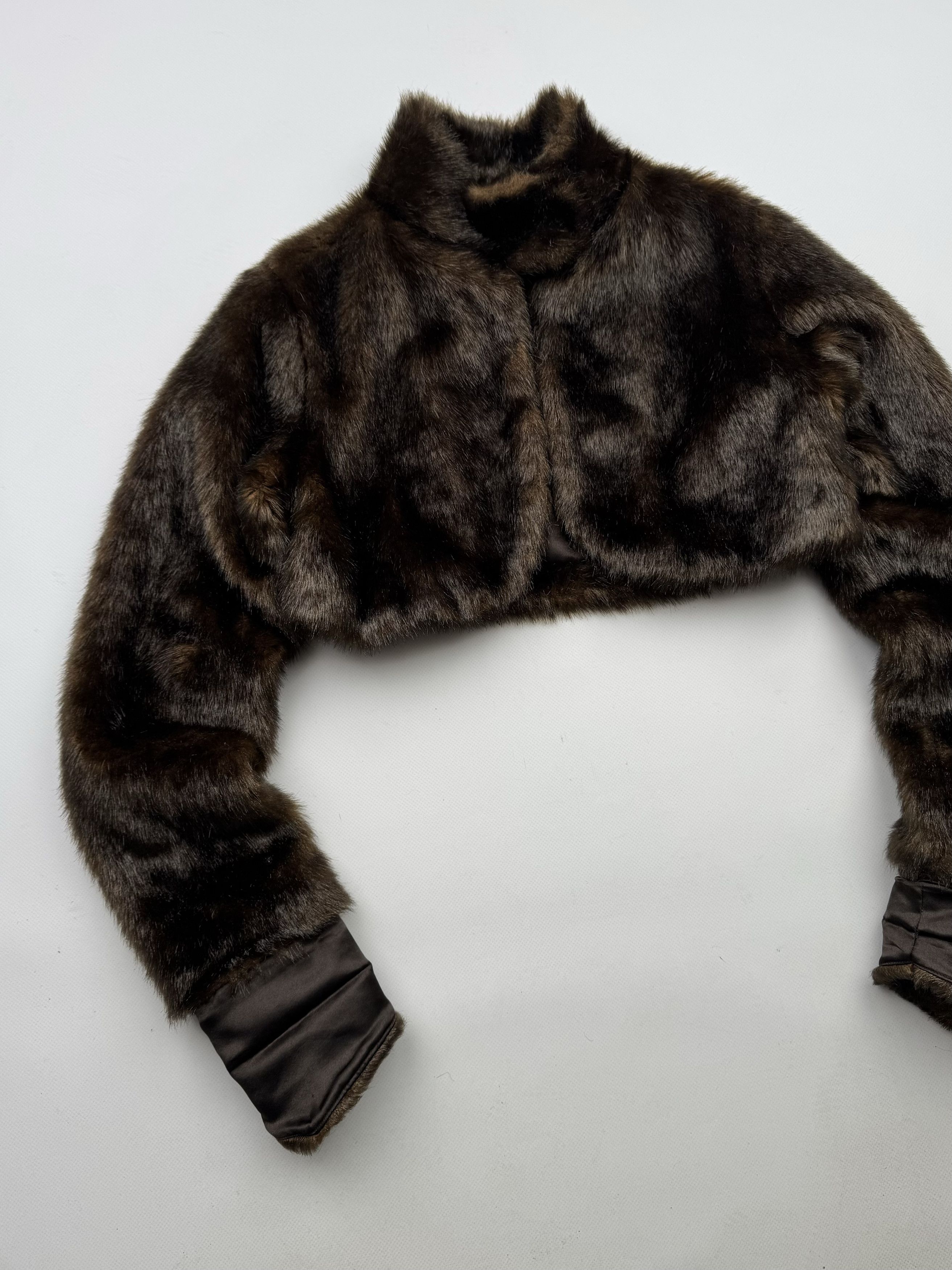 Vintage 00's Cropped Faux Fur Jacket Size XS / US 0-2 / IT 36-38 - 2 Thumbnail