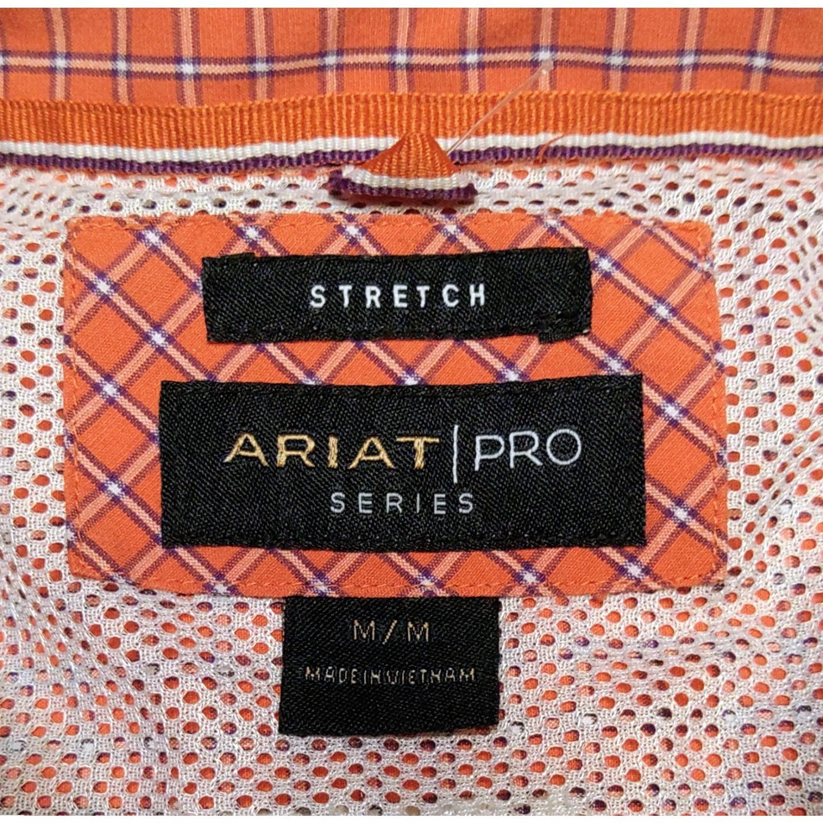 Ariat Ariat Pro Series Shirt Mens Medium Red Orange Check Button-Down Western Rodeo Size US M / EU 48-50 / 2 - 7 Thumbnail