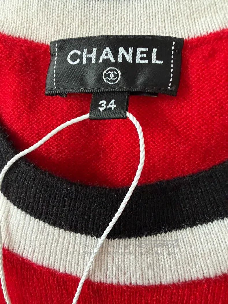 Chanel Chanel Red knitted sports style double c striped short sle Size XXS / US 00 / IT 34 - 6 Thumbnail