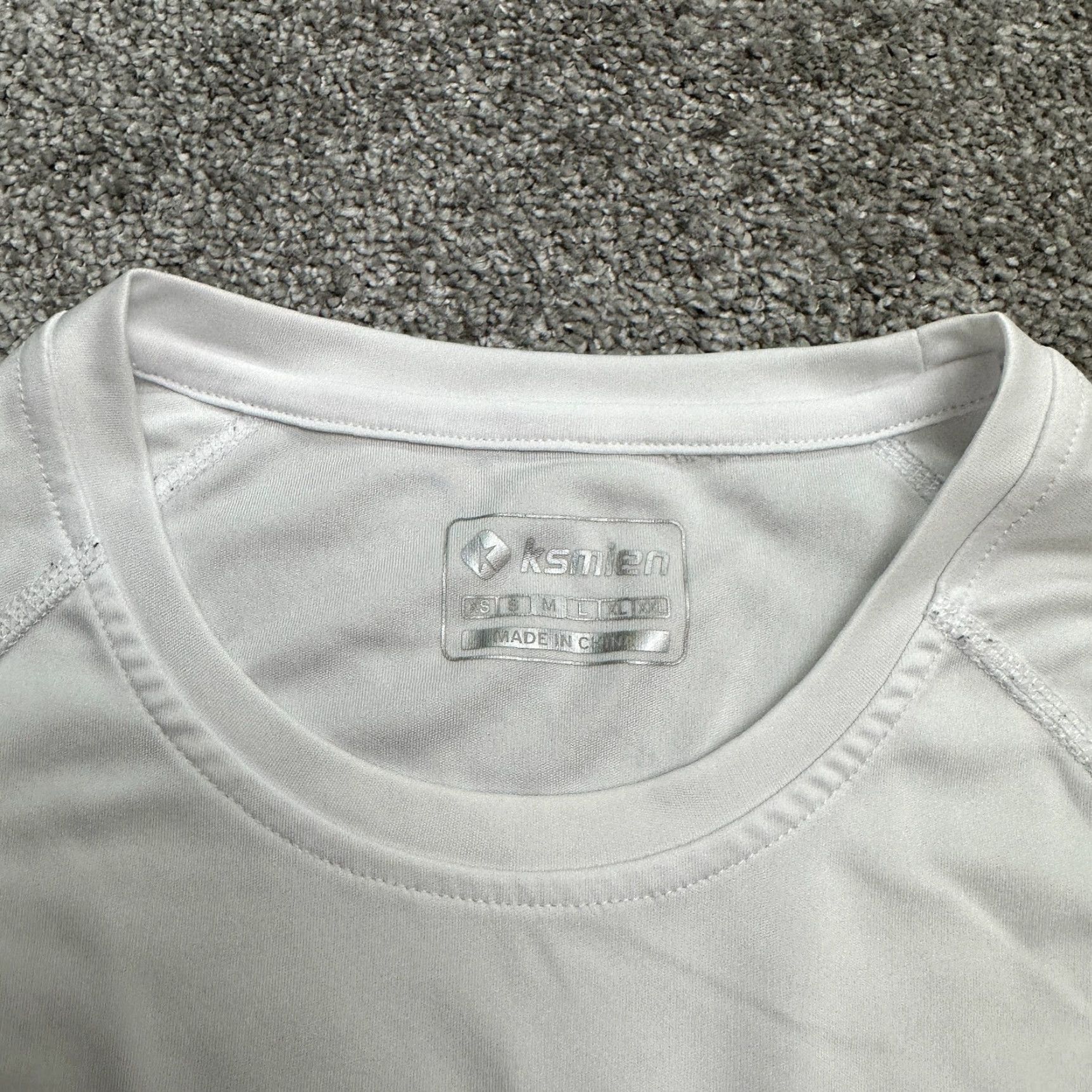 Vintage Ksmien Active Shirt Womens Medium White Raglan Long Sleeve Thumbholes Crew Neck Size M / US 6-8 / IT 42-44 - 3 Thumbnail