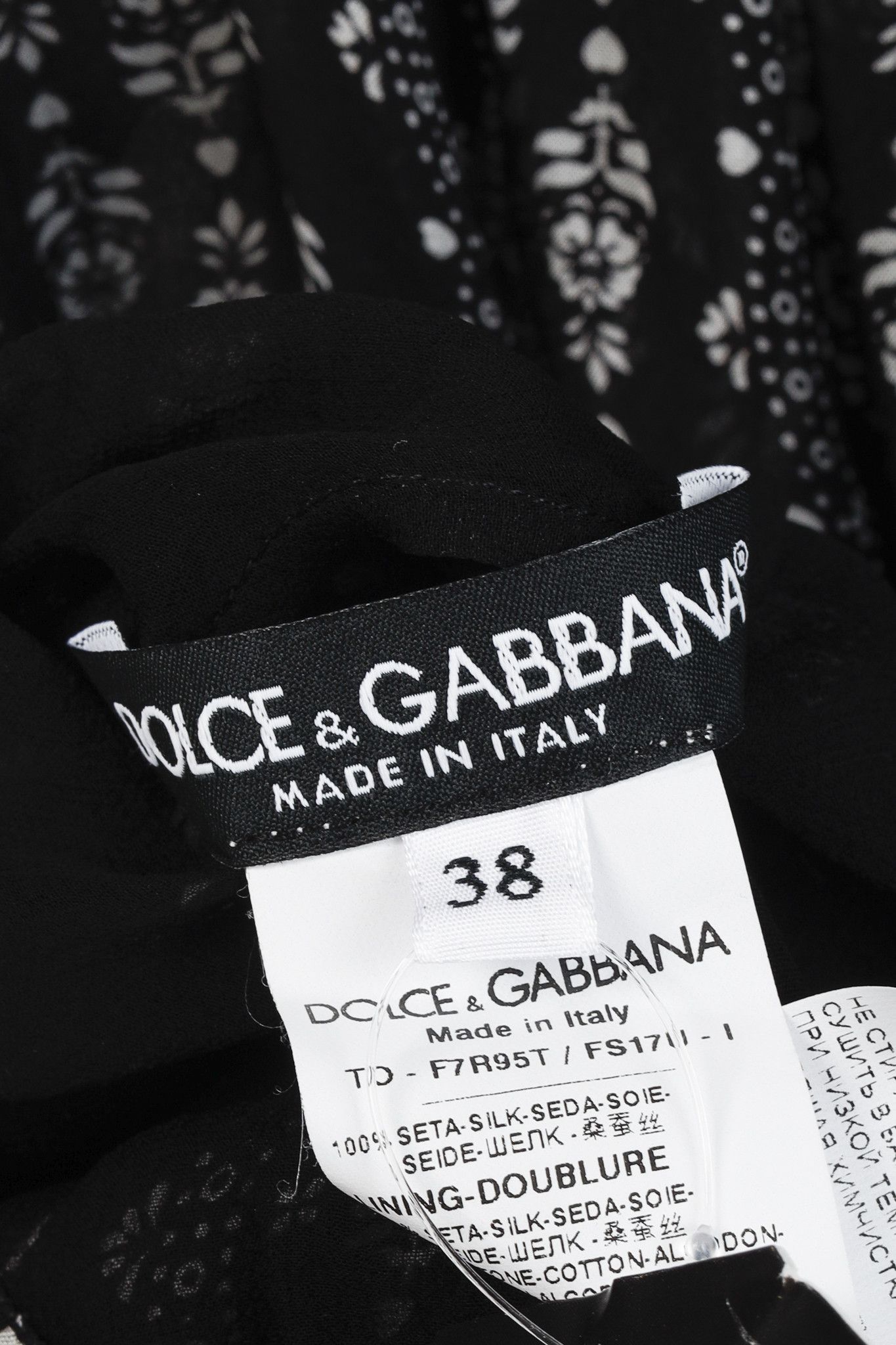Dolce & Gabbana Dolce & Gabbana Black Floral Stripe Silk Blouse Size M / US 6-8 / IT 42-44 - 4 Thumbnail