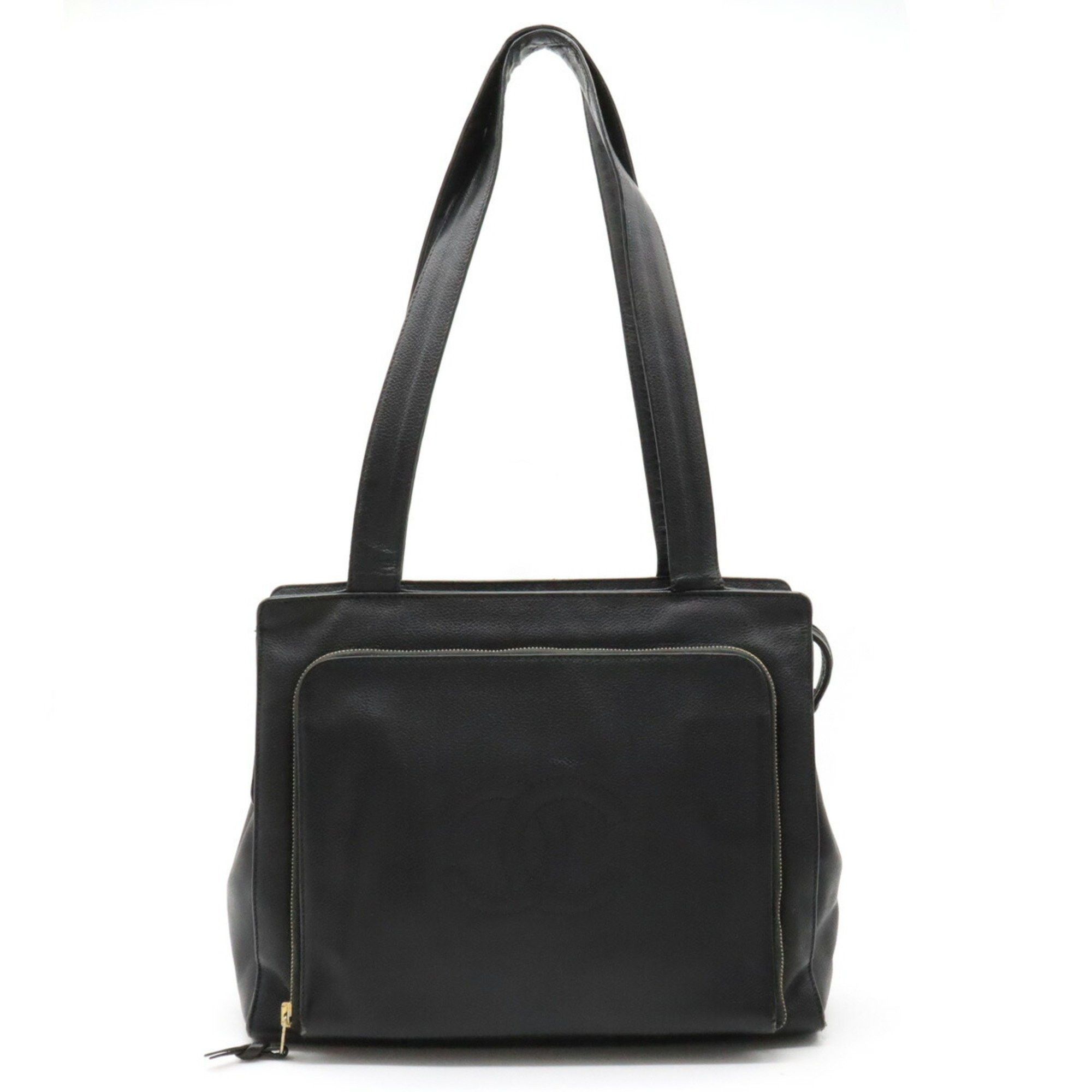 image of Chanel Cocomark Tote Bag Shoulder Caviar Skin Leather Black, Women's