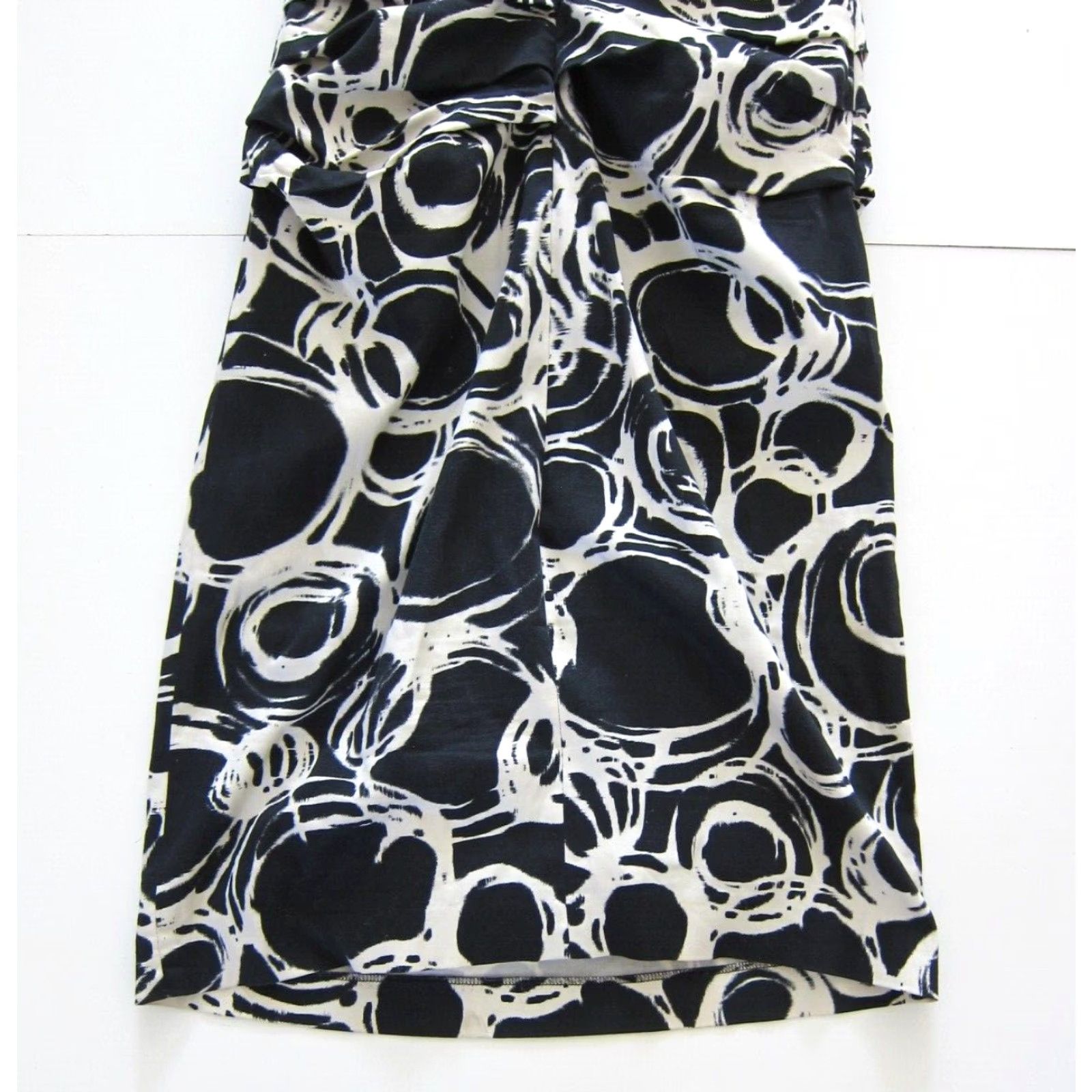 Vintage VINTAGE Suzi Chin Maggy Boutique Black White Cotton Stretch Ruched Sheath Tank Dress 10 Size L / US 10 / IT 46 - 7 Thumbnail