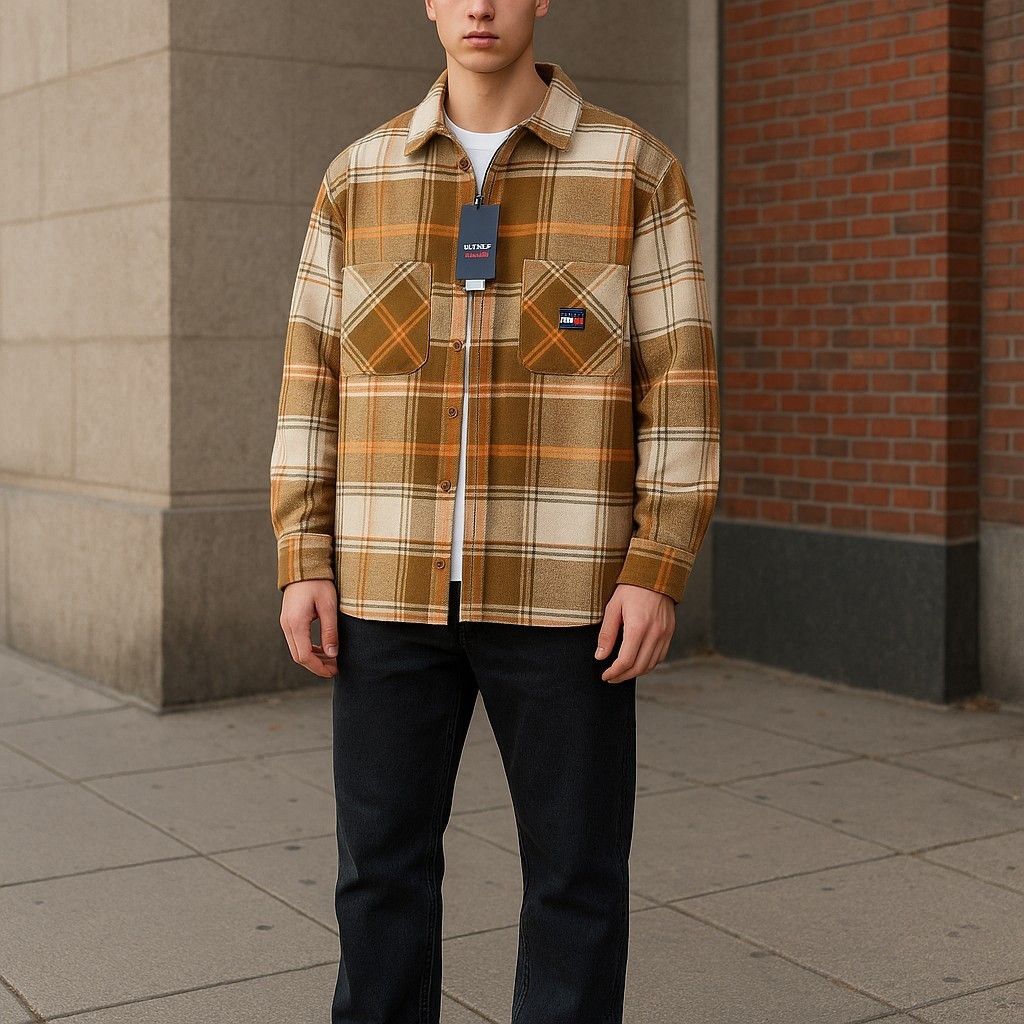 Tommy Hilfiger BRUSHED CHECK XL Overshirt Flannel Thick Shirt 85017 Size US XL / EU 56 / 4 - 2 Thumbnail