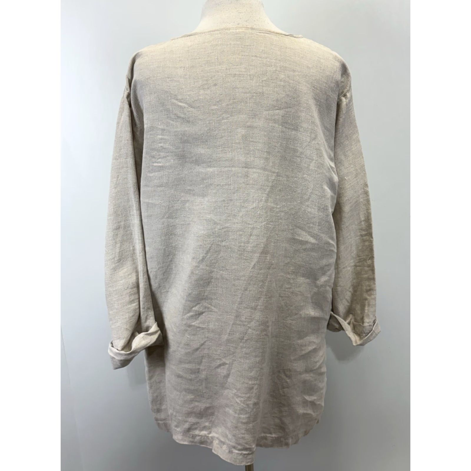 Vintage CP Shades 100% Linen Button Up Tunic Top Shirt Medium Oatmeal Lagenlook Artsy Shirt Womens Size M / US 6-8 / IT 42-44 - 3 Thumbnail