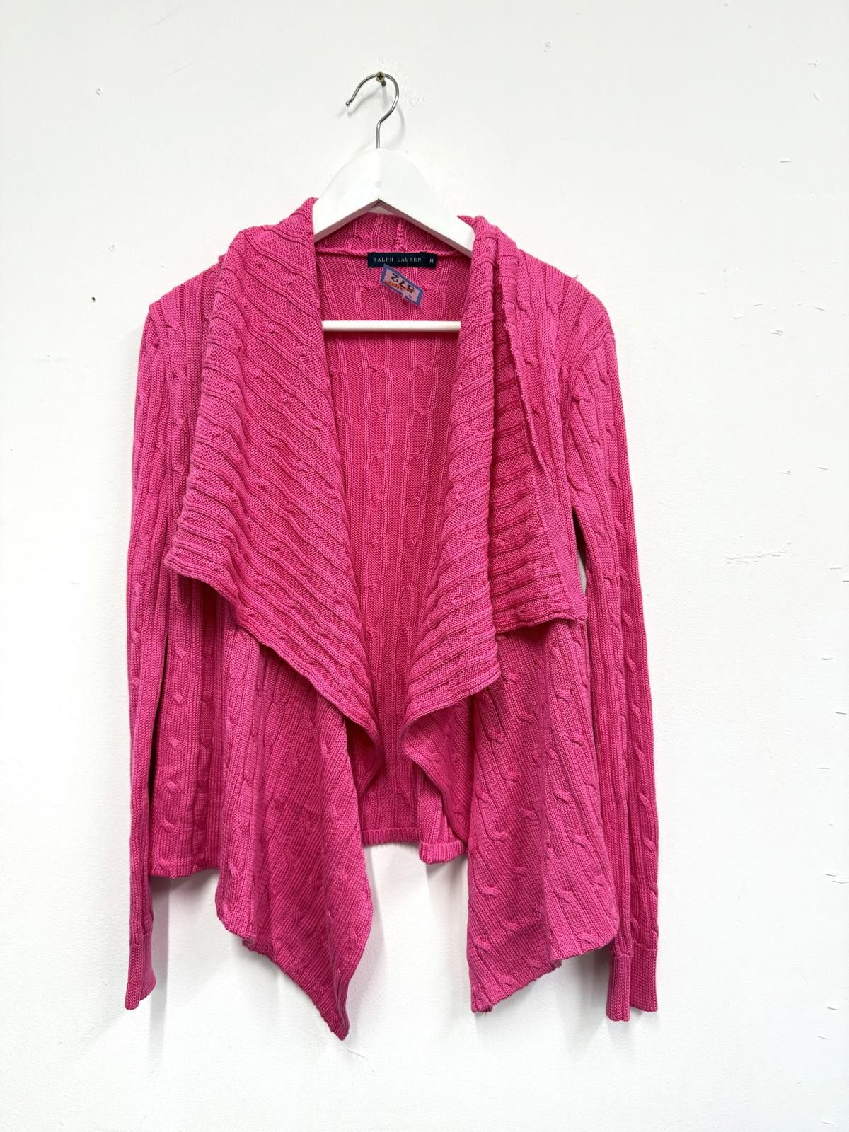Polo Ralph Lauren Ralph Lauren Pink Cable Knit Open Front Cardigan Medium Size M / US 6-8 / IT 42-44 - 1 Thumbnail