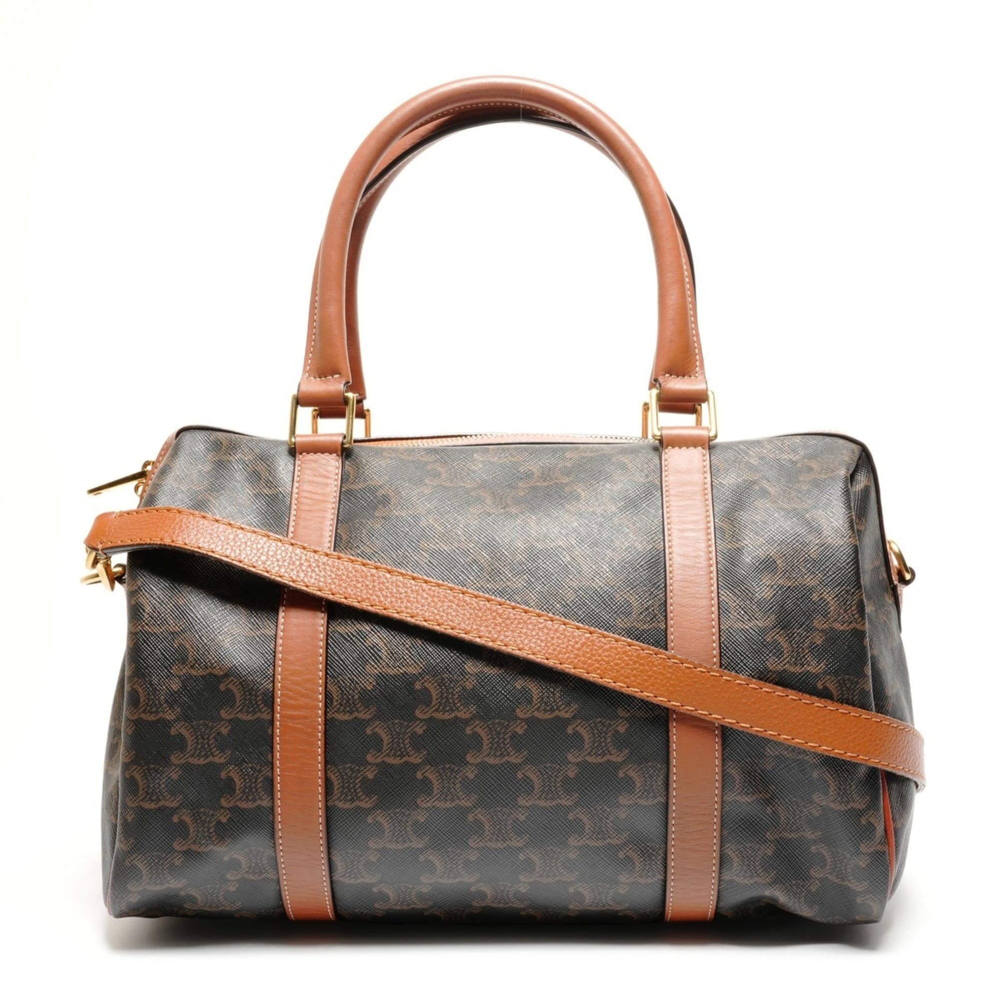 Celine Celine Macadam Trim-Off Logo Boston Bag, Brown, WS26730 Size ONE SIZE - 1 Thumbnail