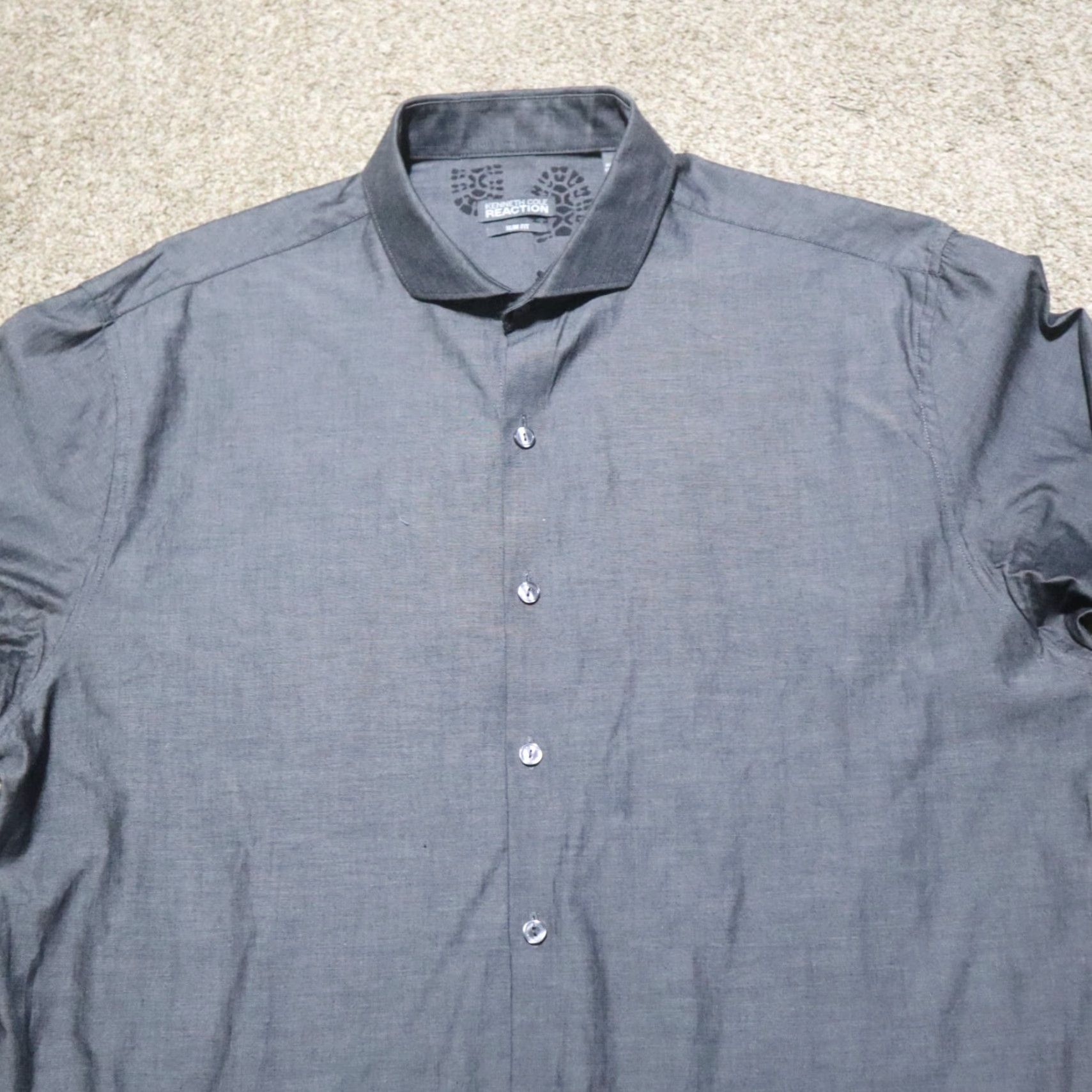 Kenneth Cole Kenneth Cole Reaction Shirt Slim Gray 16.5 Men Long Sleeve Button-Up Size US XL / EU 56 / 4 - 2 Thumbnail