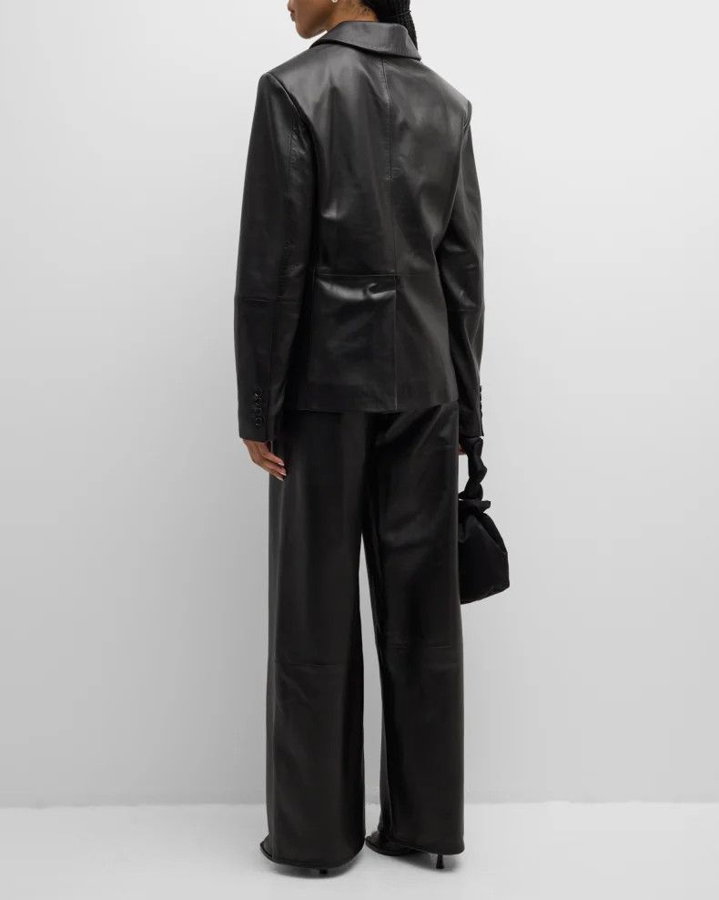 Loulou de Saison o1s22i1n1024 Aldo Leather Blazer in Black Size S / US 4 / IT 40 - 5 Thumbnail