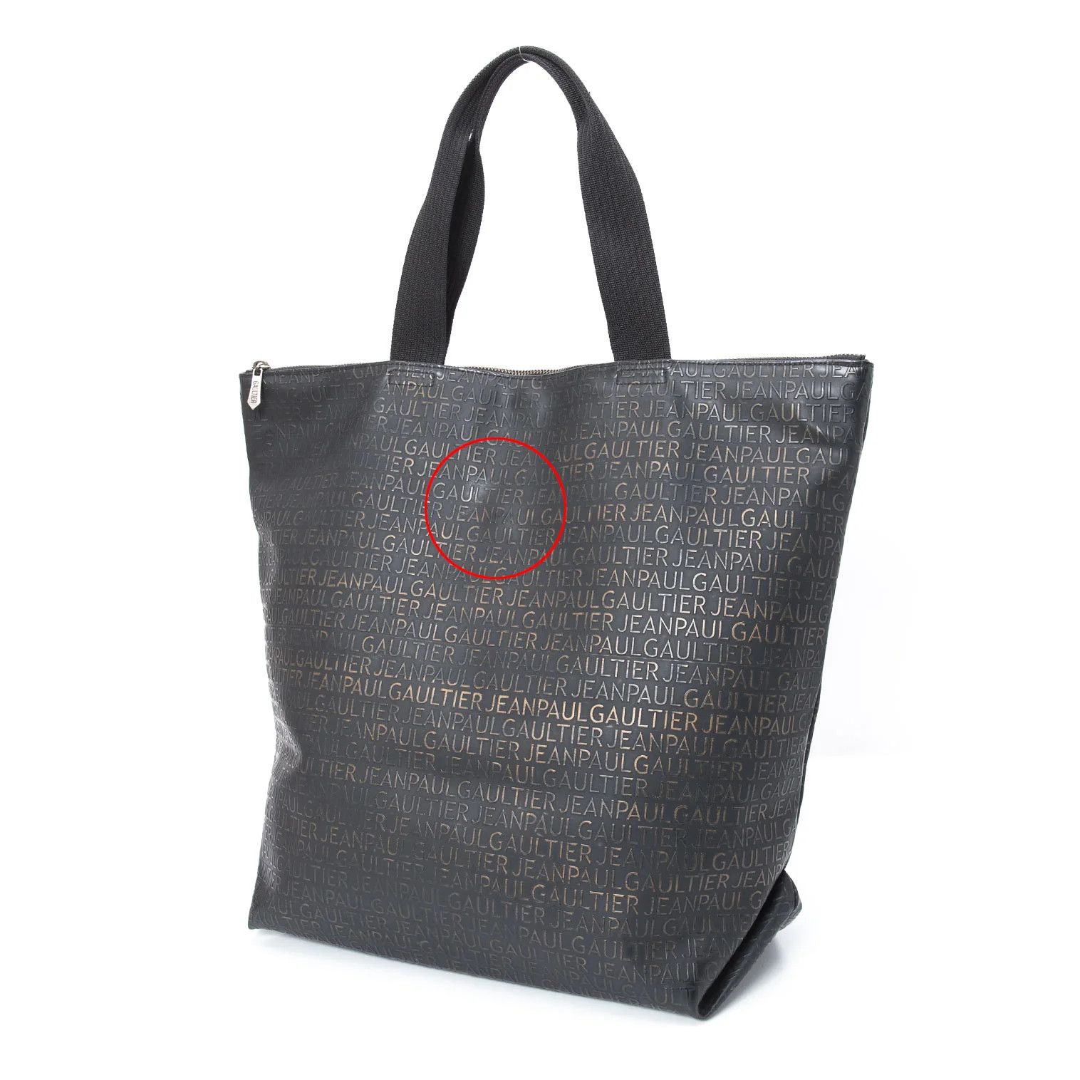Jean Paul Gaultier Typography Embossed Tote Bag in Black/Bronze Size ONE SIZE - 2 Thumbnail