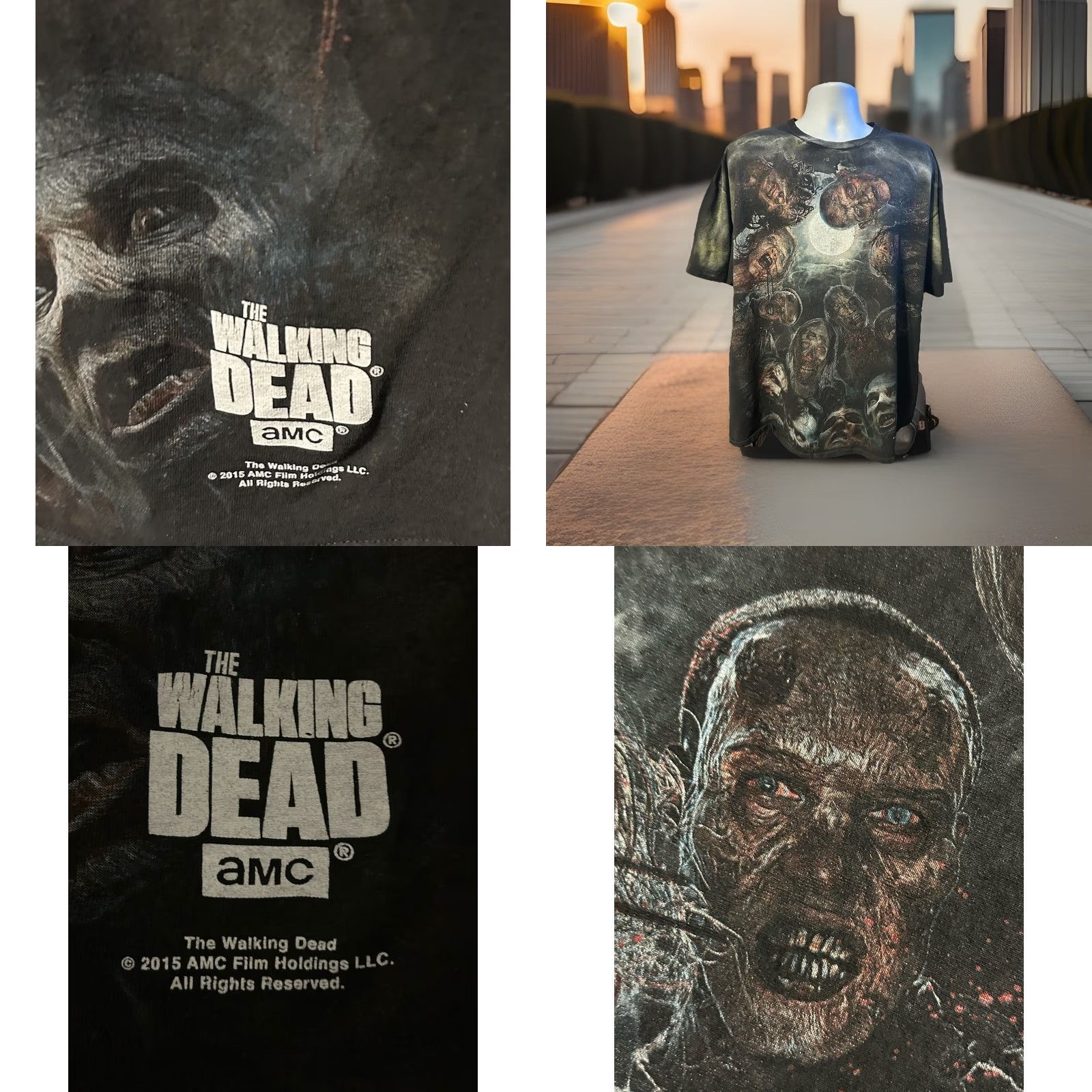 Delta VINTAGE The Walking Dead AMC Zombie Shirt Men 3 XL Black Short Sleeve AOP Front Print Size US XXL / EU 58 / 5 - 8 Thumbnail
