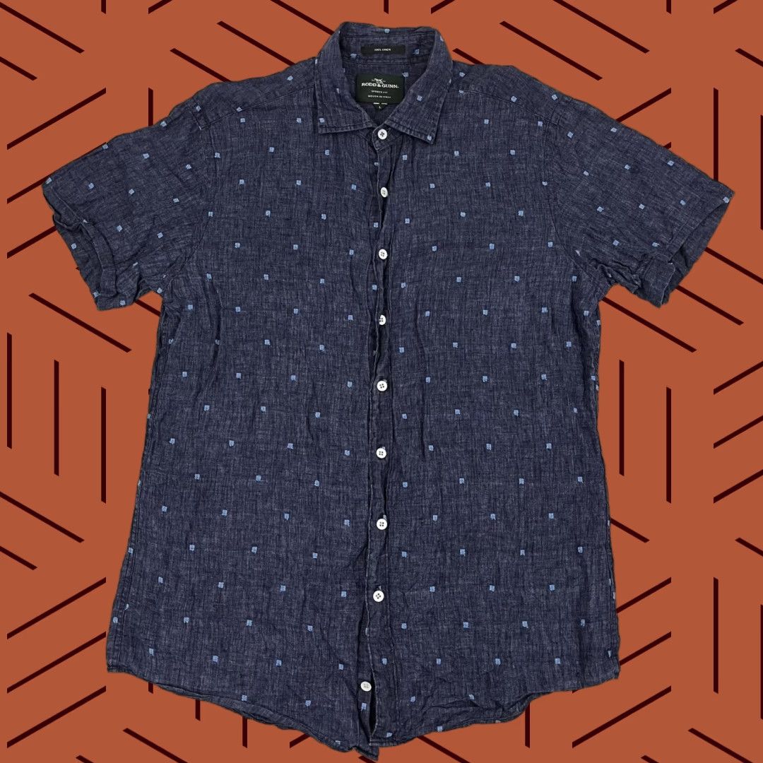 Rodd & Gunn Rodd & Gunn Shirt Men Large Sports Fit Blue Geometric 100% Linen Woven Button Up Size US L / EU 52-54 / 3 - 1 Thumbnail