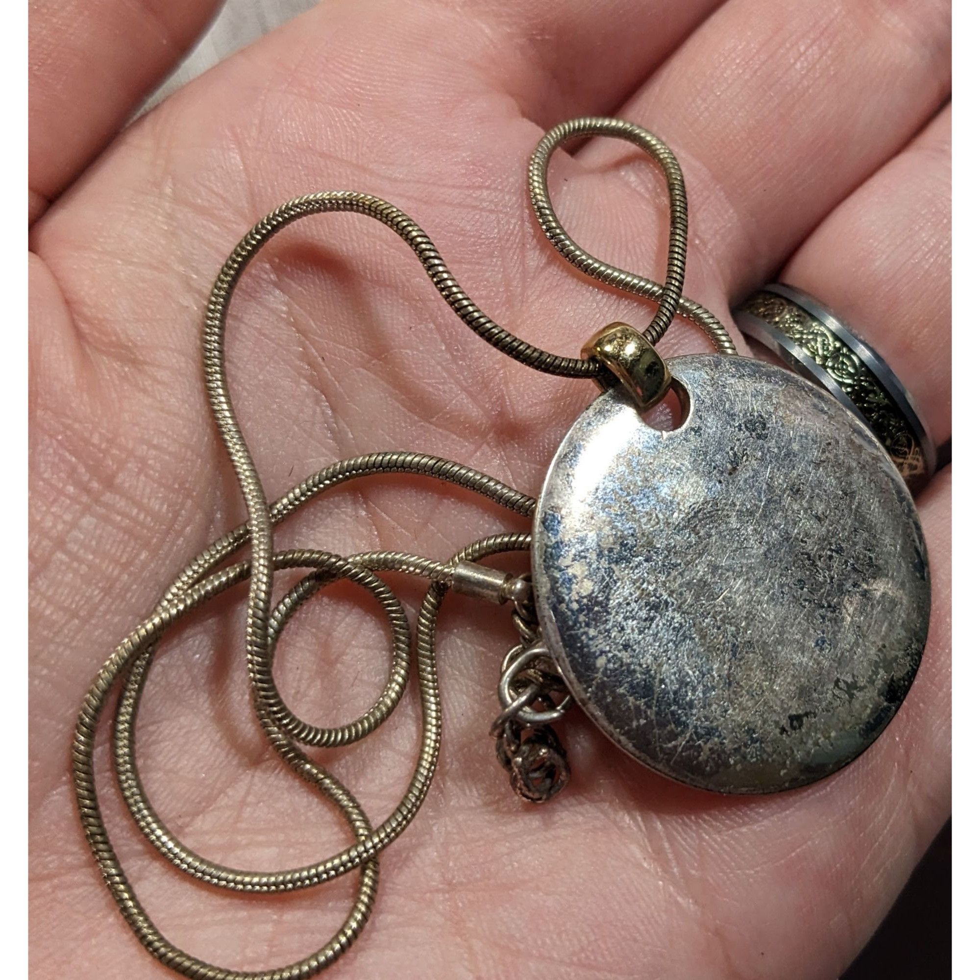 Other Modern Medallion Silver Tone Pendant Necklace With AK Engrav Size ONE SIZE - 4 Thumbnail