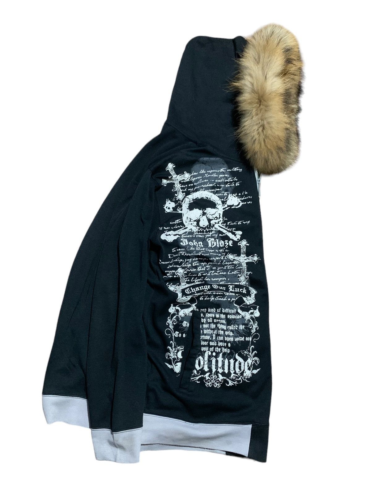 image of If Six Was Nine x Le Grande Bleu L G B Beaumere Poem Fur Hoodie Skull Cross If6W9 Lgb Style in Blac