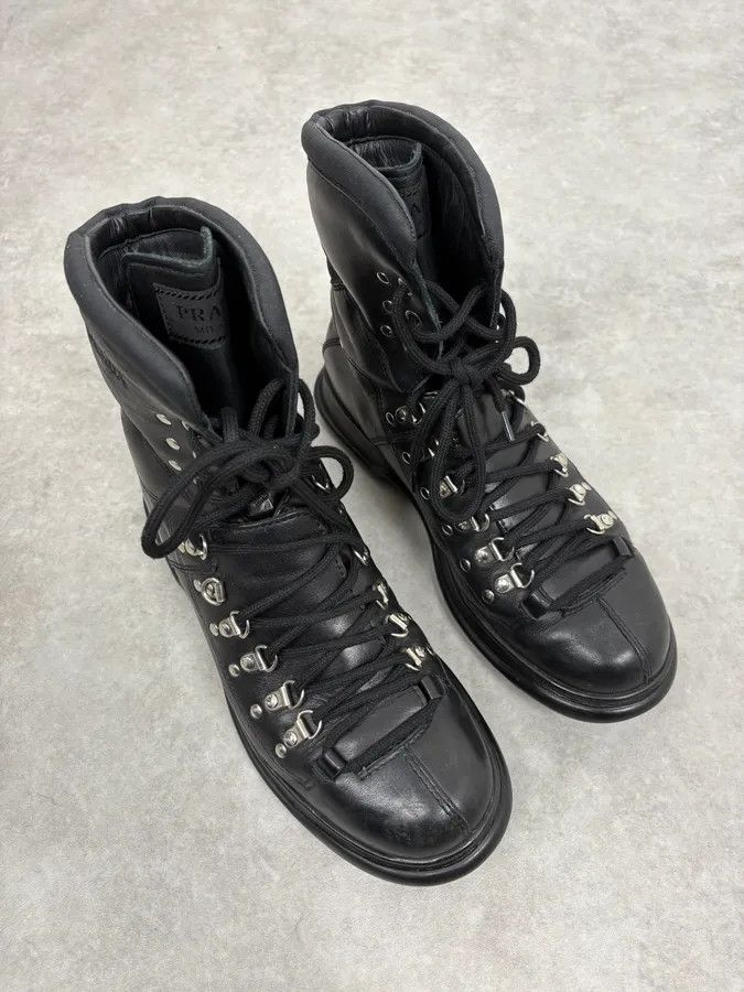 Prada SS2000 Prada Black Leather Ankle Metallic Boots Size US 8 / IT 38 - 4 Thumbnail