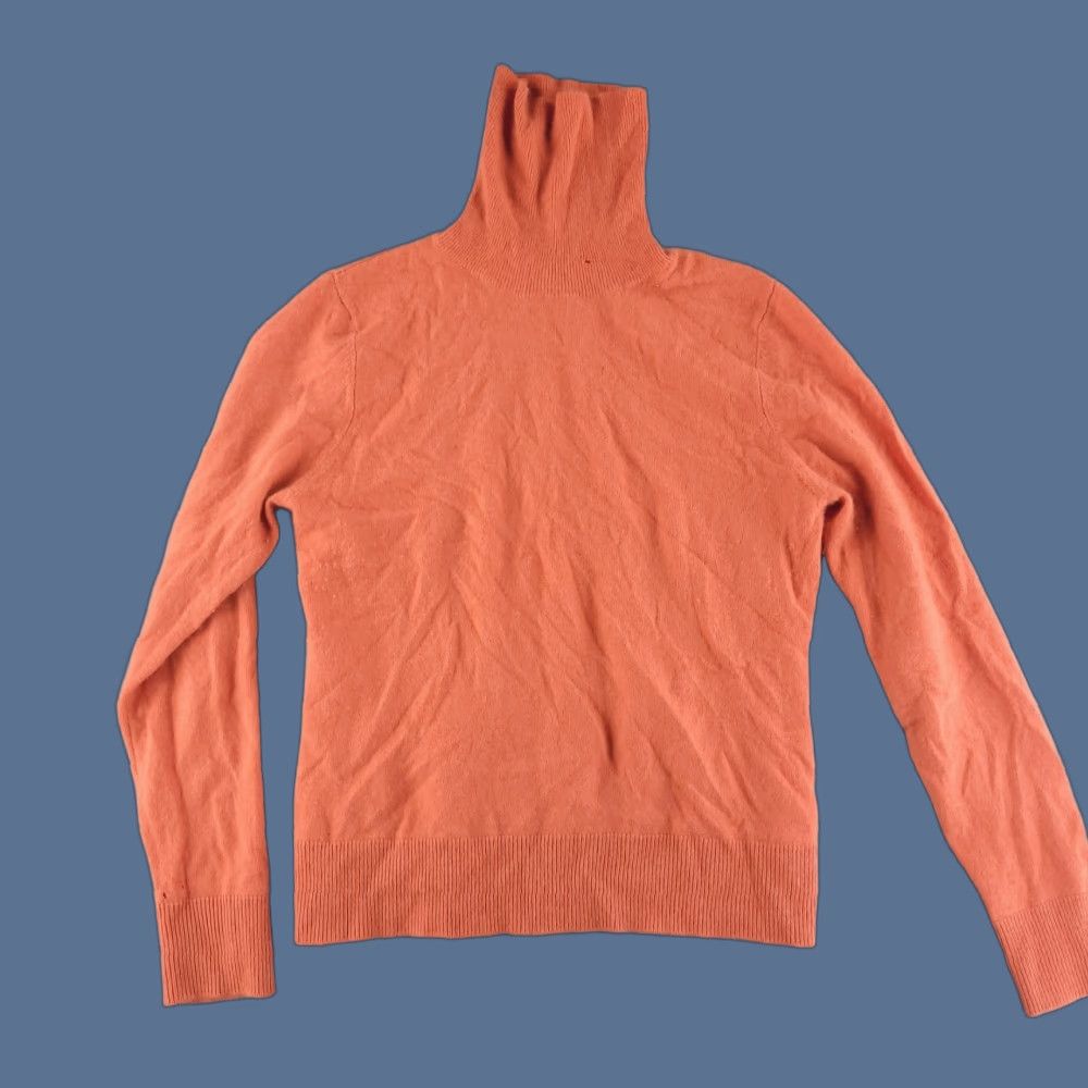 Bloomingdale's VINTAGE Bloomingdale's Sweater Womens Small Orange Cashmere Turtleneck Pullover Size S / US 4 / IT 40 - 1 Thumbnail
