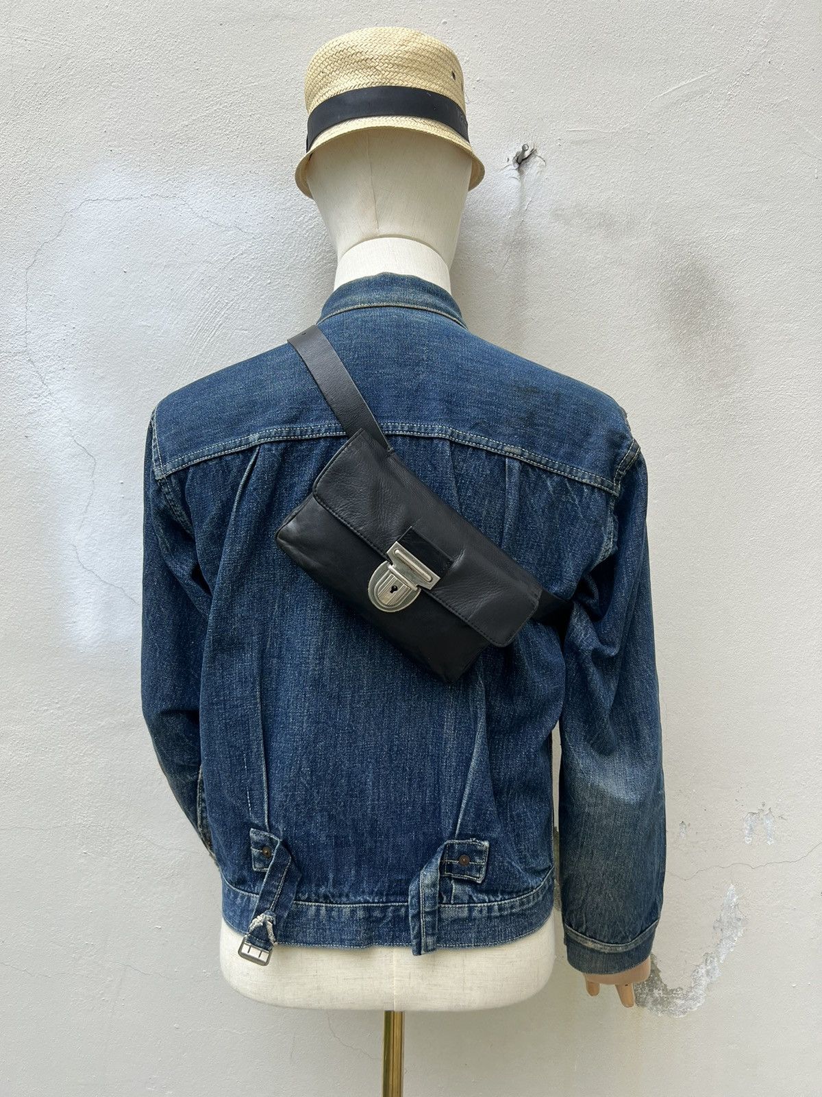 image of Yohji Yamamoto Y’Saccs Black Leather Chest Bag, Men's