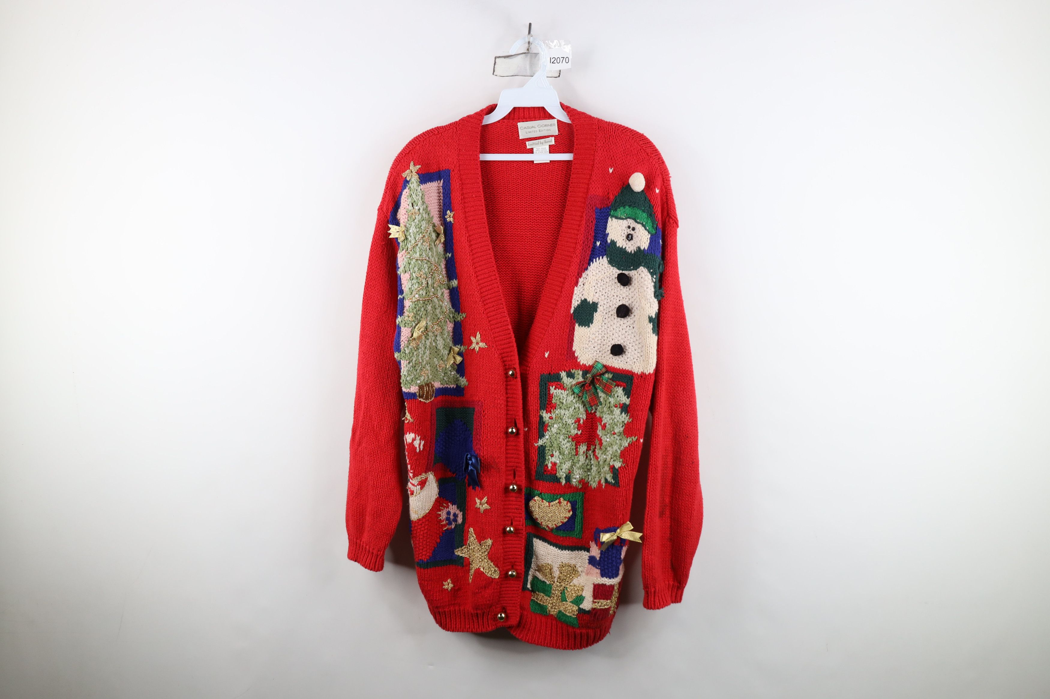 Vintage Vintage 90s Streetwear Bells Christmas Cardigan Sweater Size L / US 10 / IT 46 - 1 Thumbnail