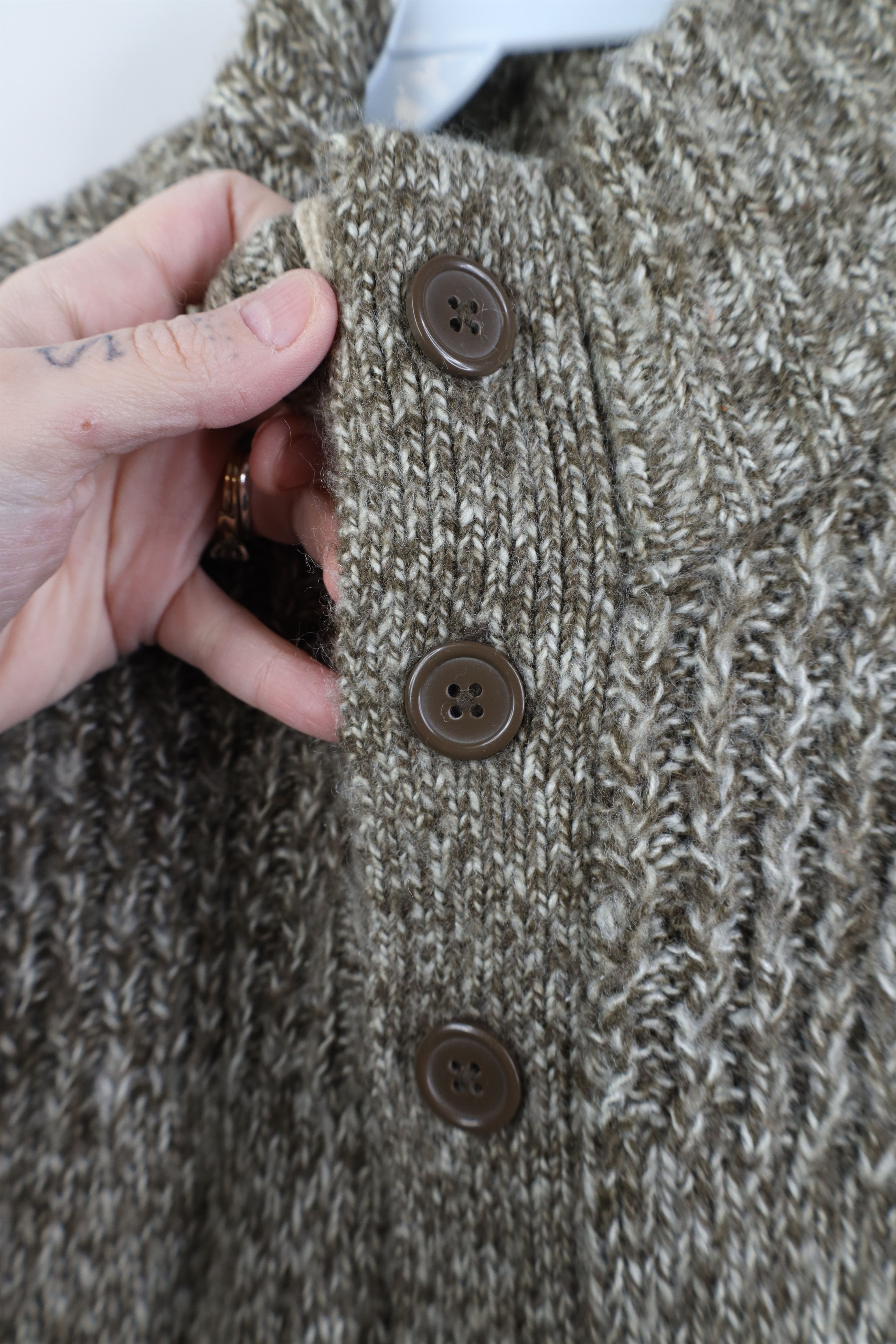 Vintage Vintage 90s Y2K Streetwear Knit Henley Sweater Heather Brown Size US XL / EU 56 / 4 - 4 Thumbnail