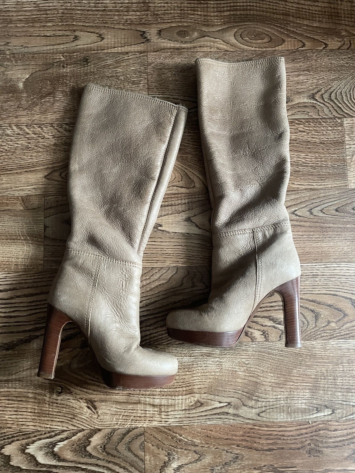 Vintage Miu Miu Fur Shearling Knee High Boots archive rare